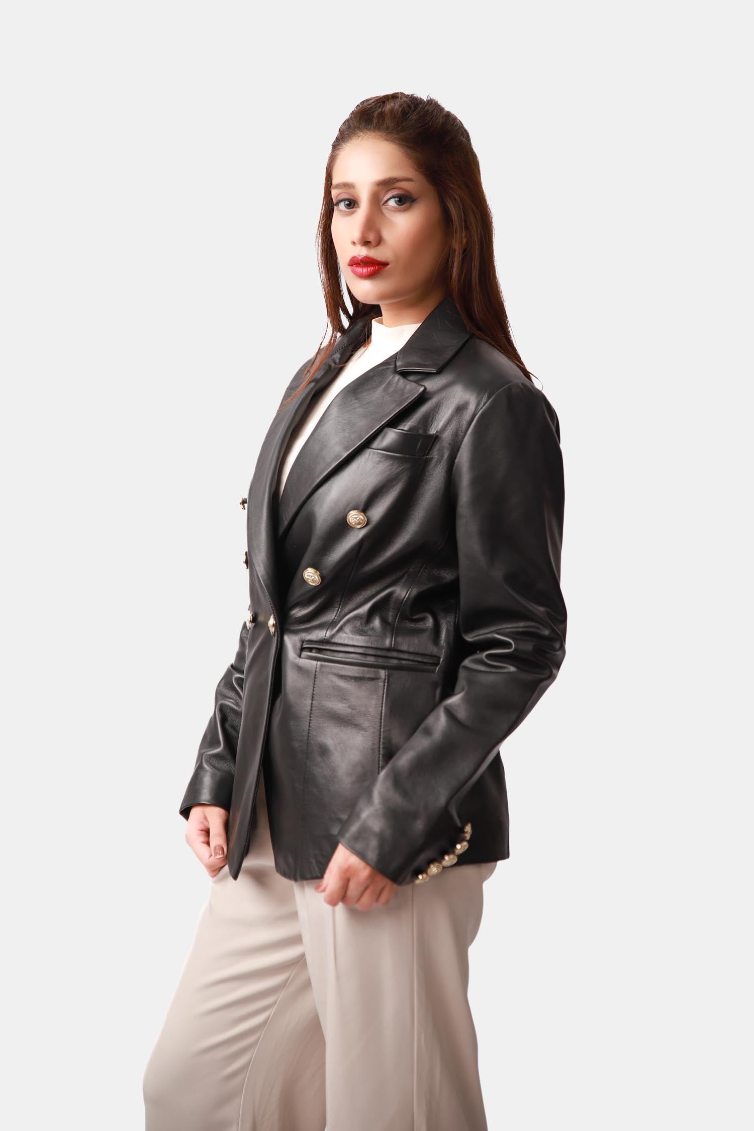 Black Leather Blazer Coat