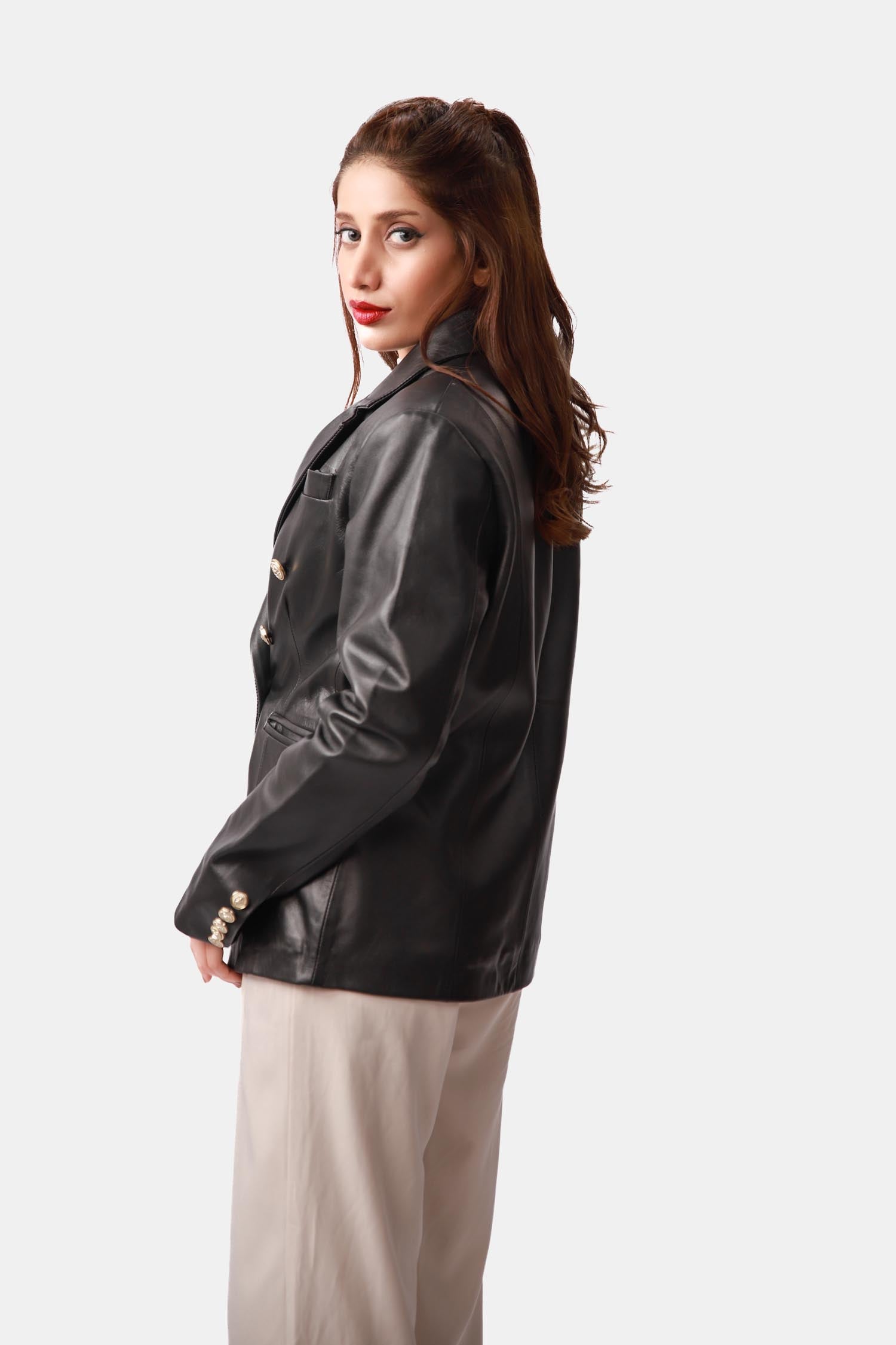 Black Leather Blazer Coat