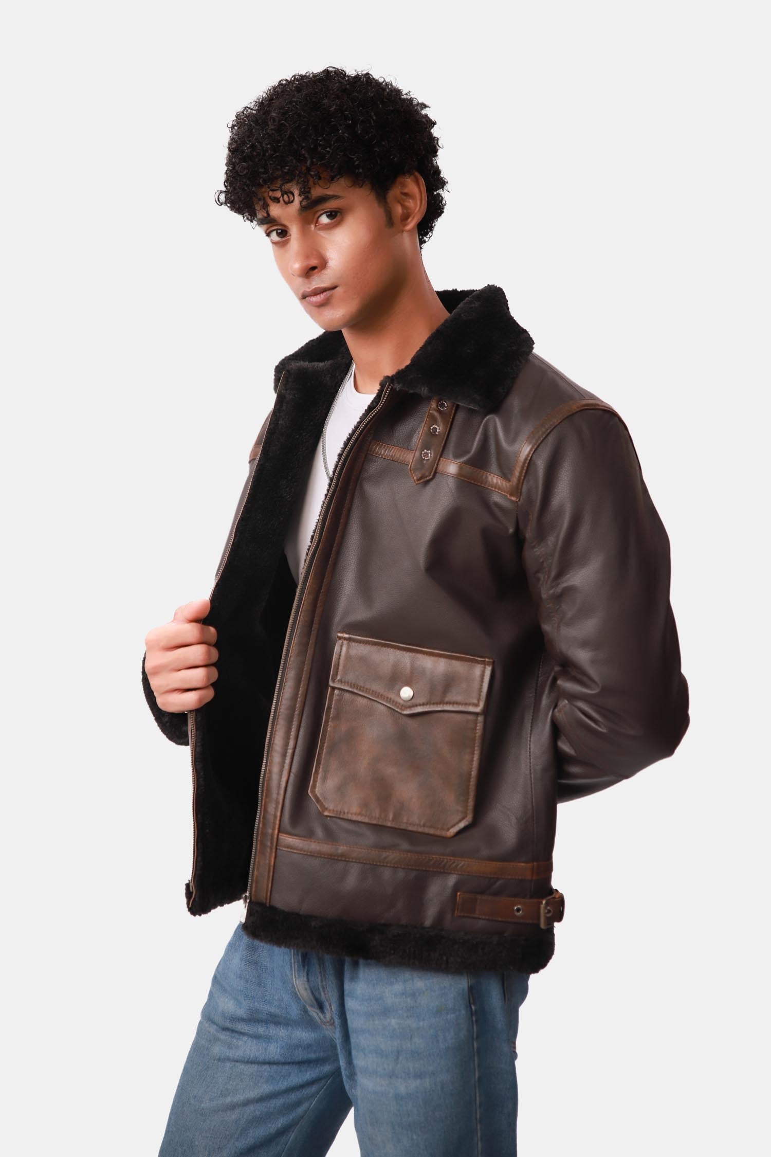 Shearling Leather Jacket For Men