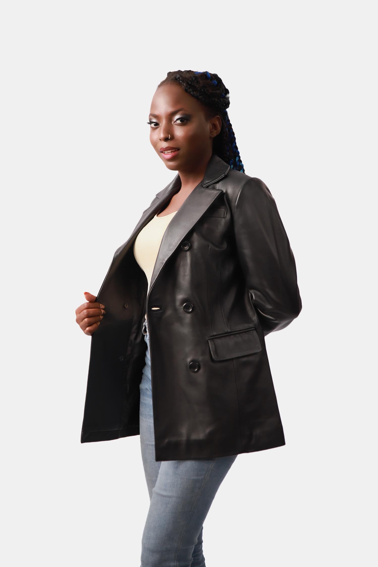 Blissful Black Leather PeaCoat