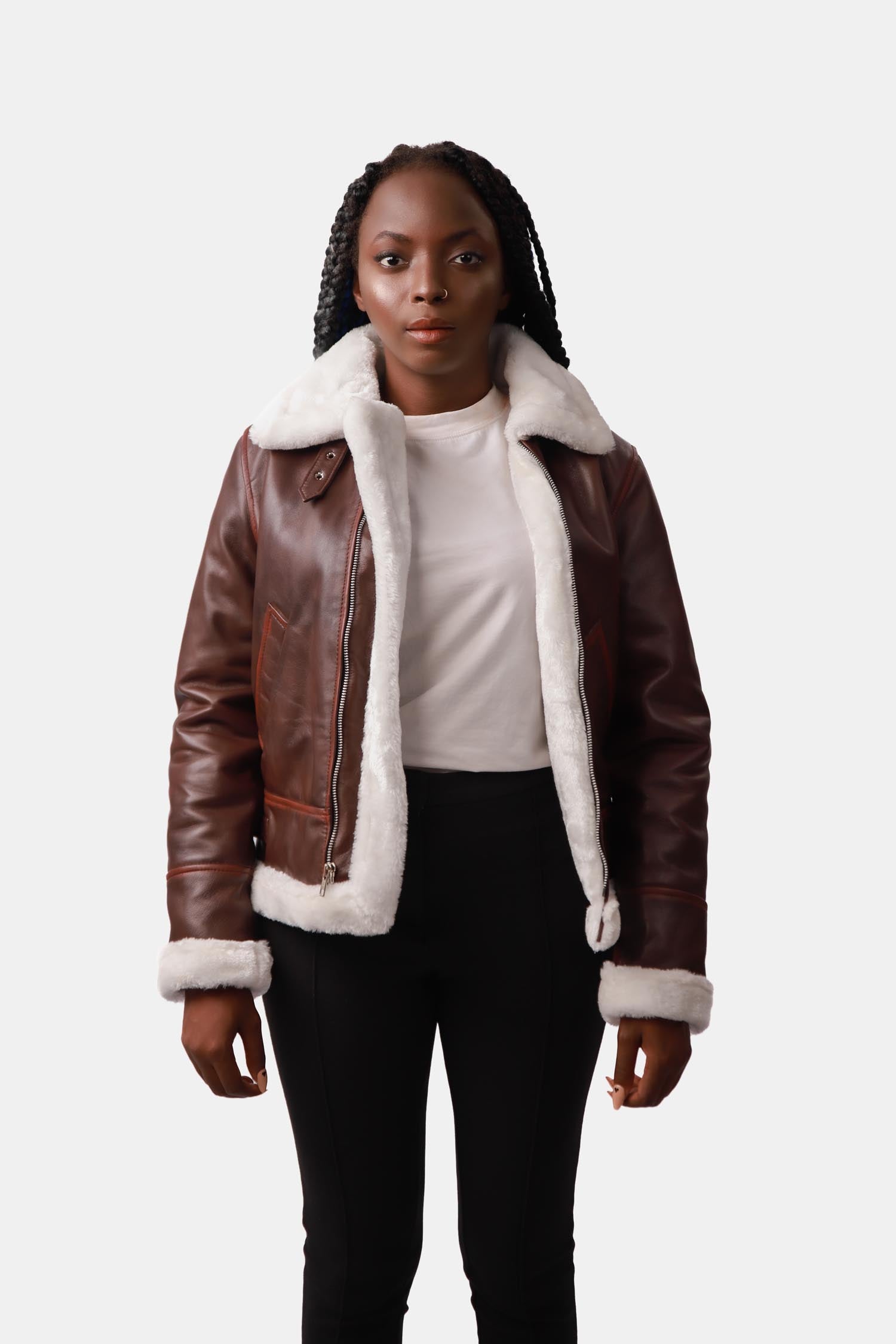 Brisky Dark Brown B3 Bomber Fur Leather Jacket