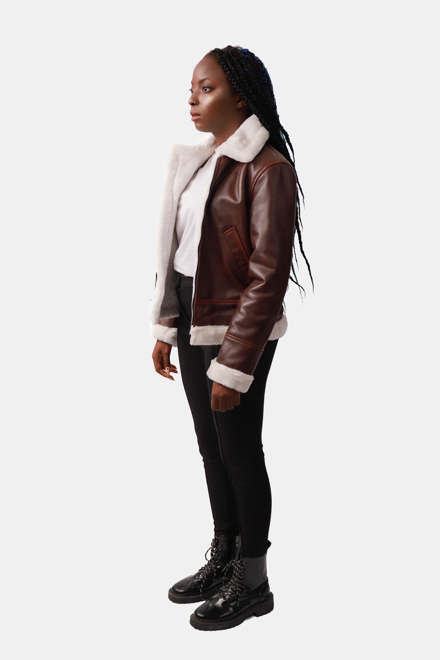 Brisky Dark Brown B3 Bomber Fur Leather Jacket