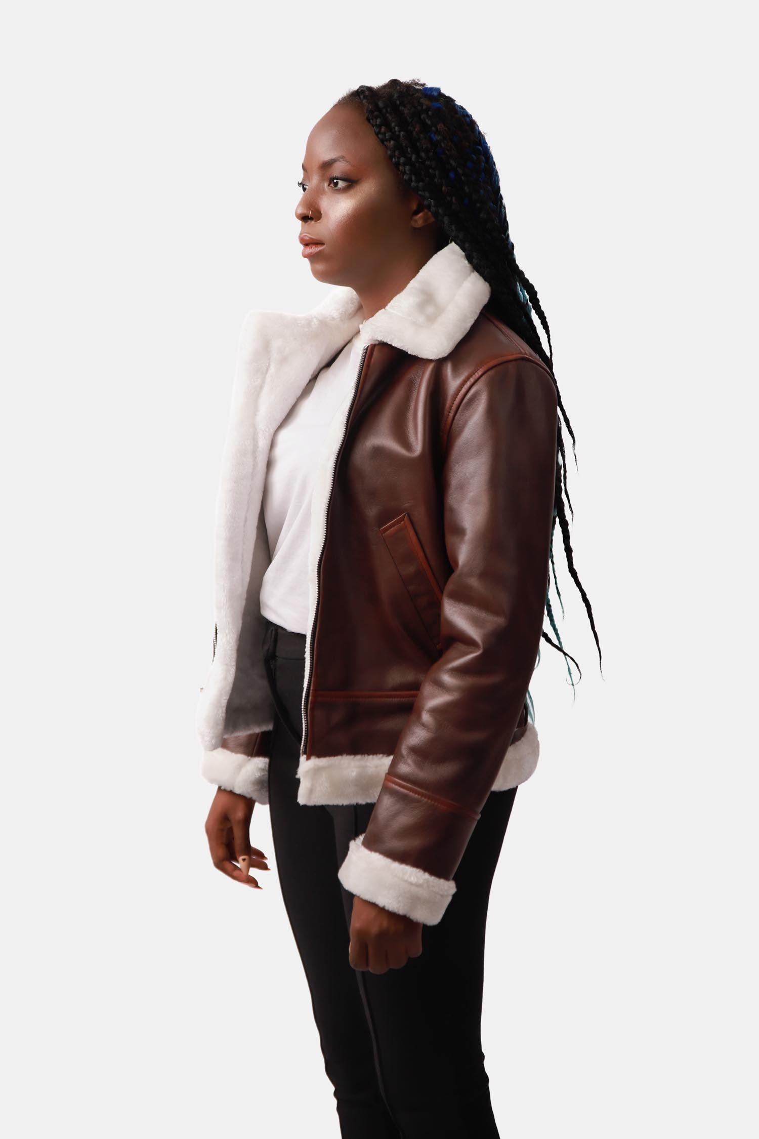 Brisky Dark Brown B3 Bomber Fur Leather Jacket