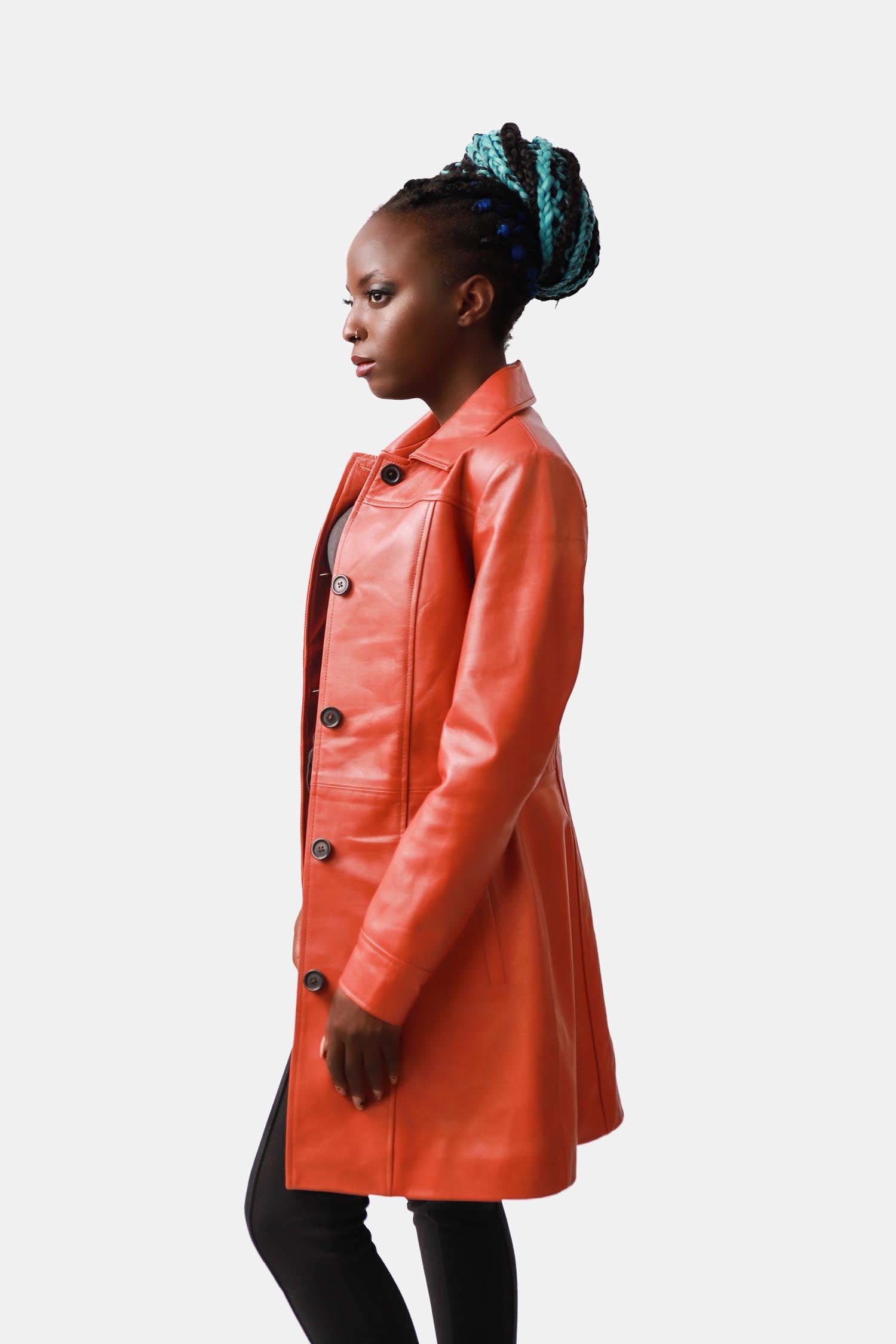 Rust Brown Leather Car Coat