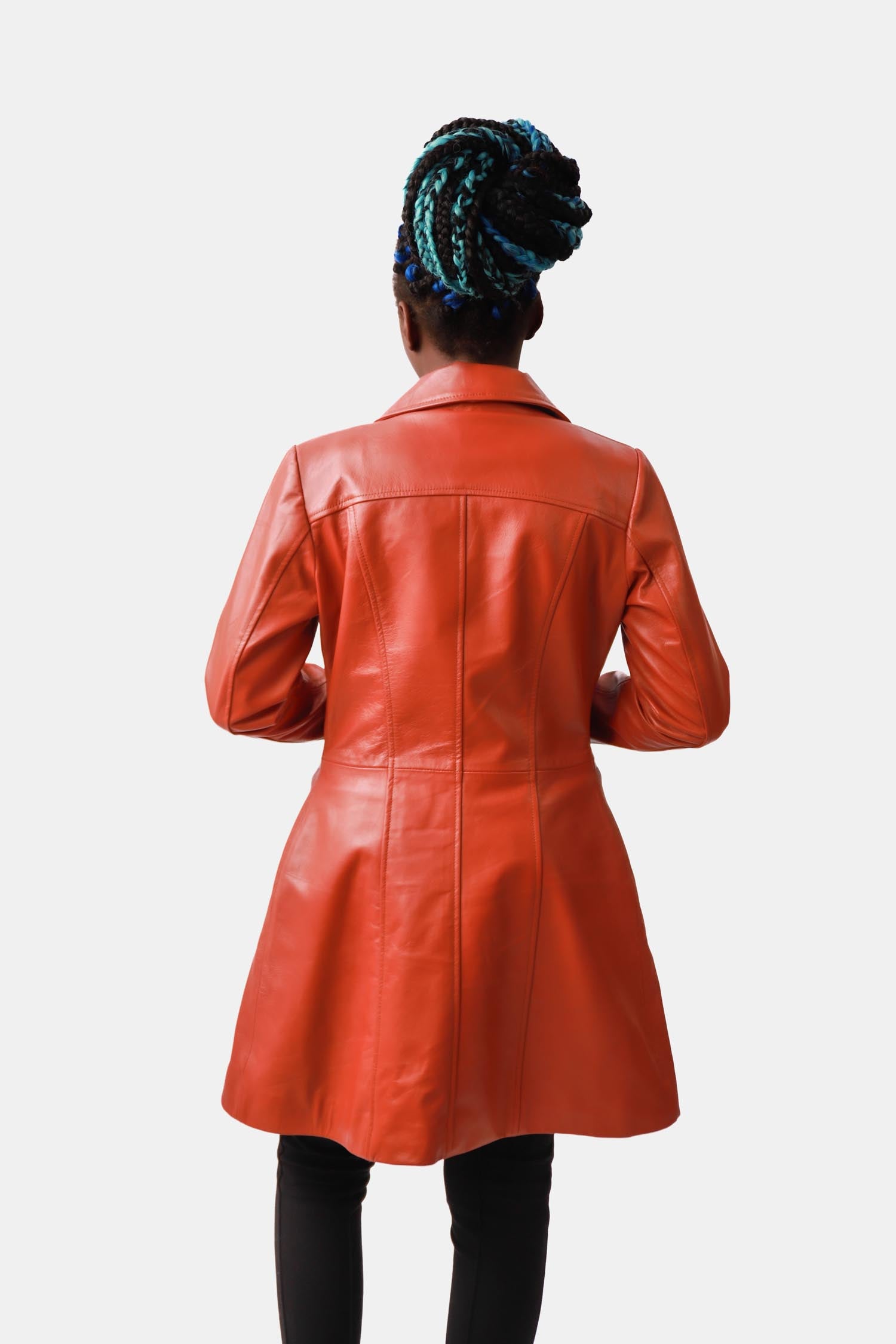 Rust Brown Leather Car Coat