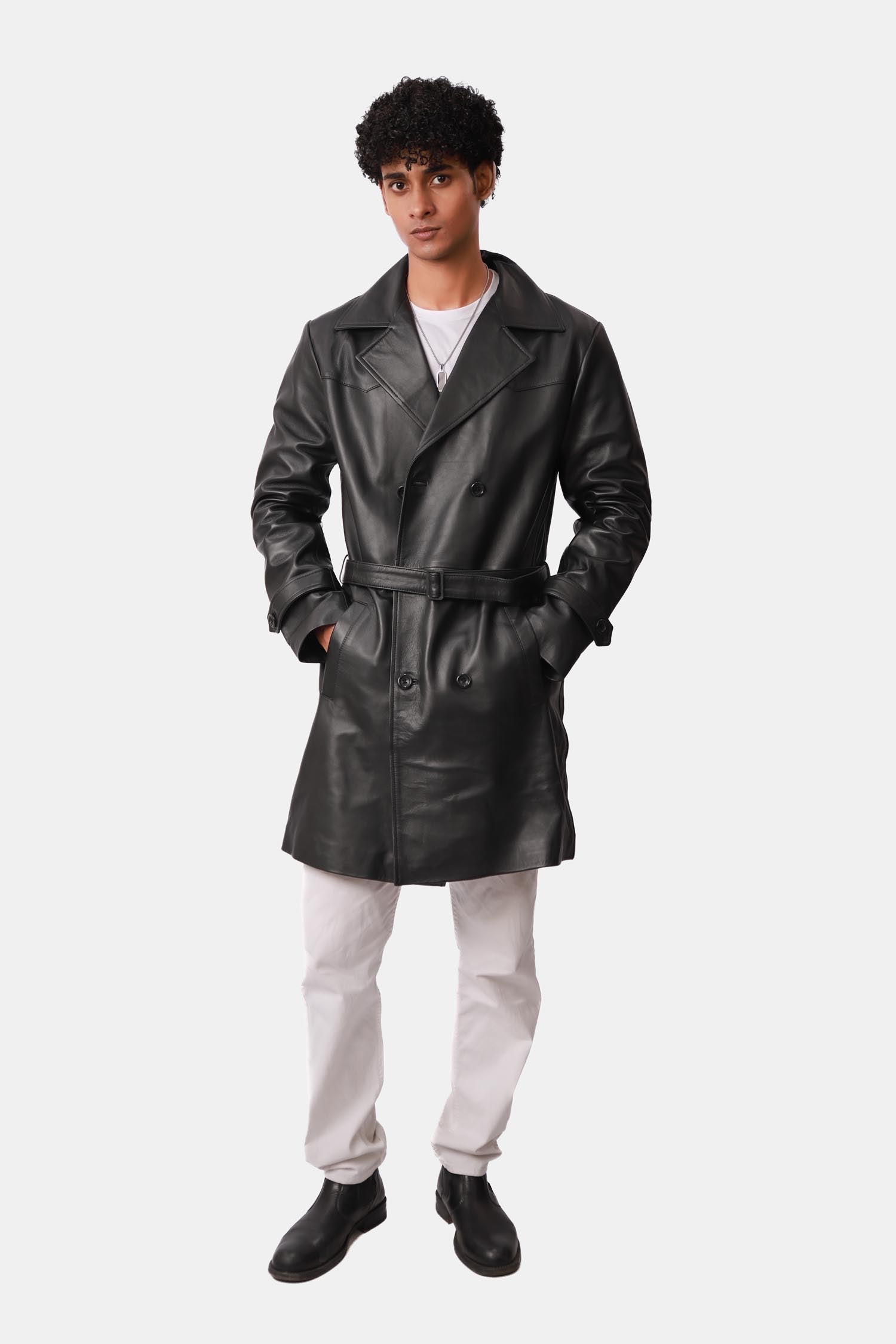 Black Leather Coat for Mens