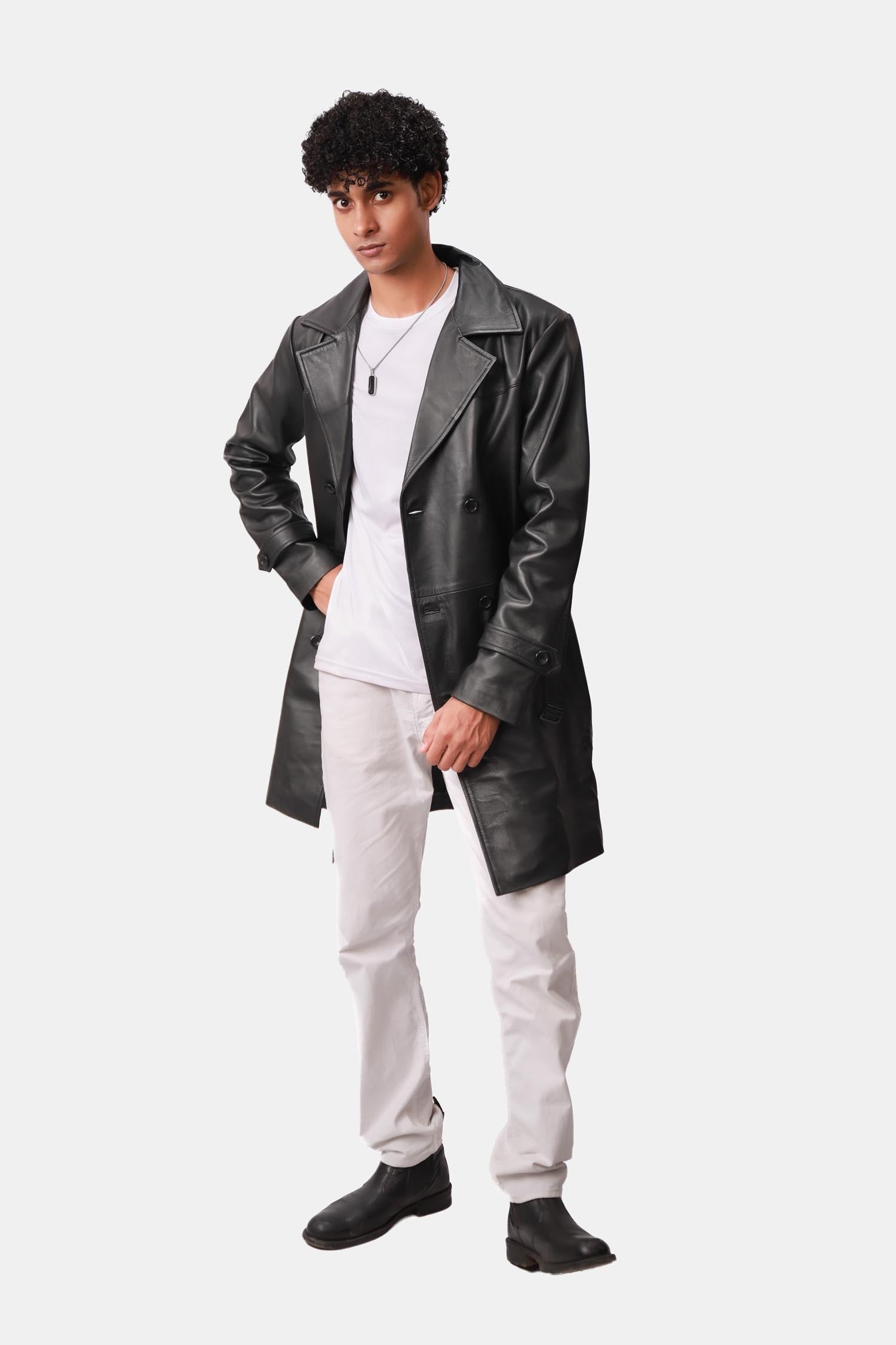 Black Leather Coat for Mens