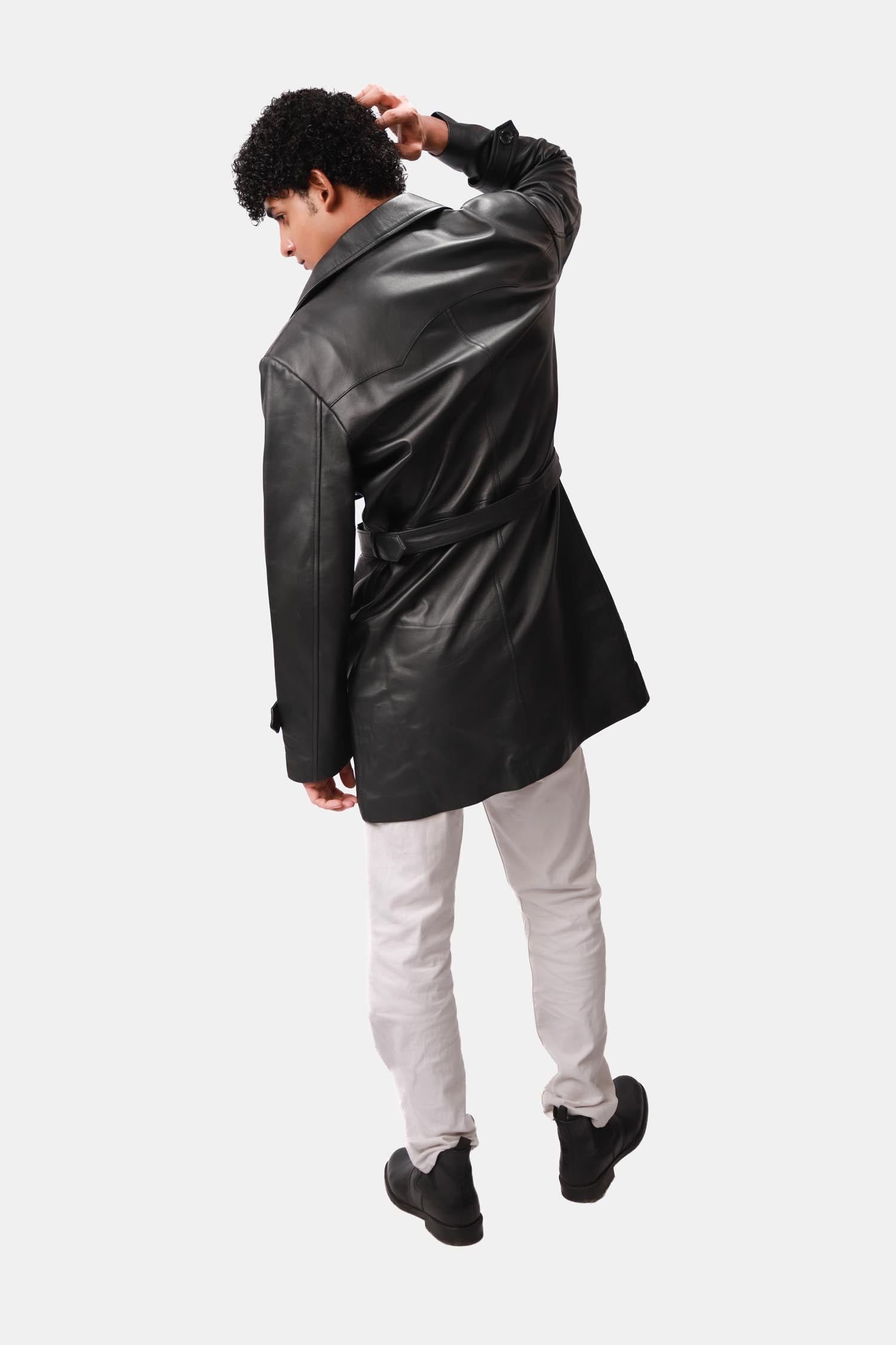 Black Leather Coat for Mens