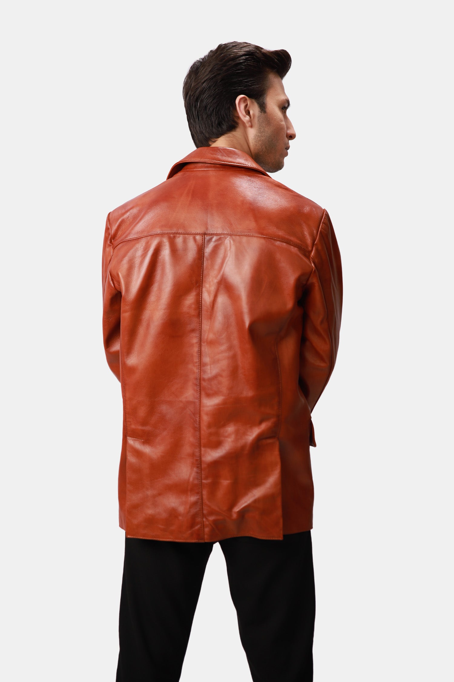 Brown Leather Blazer For Men