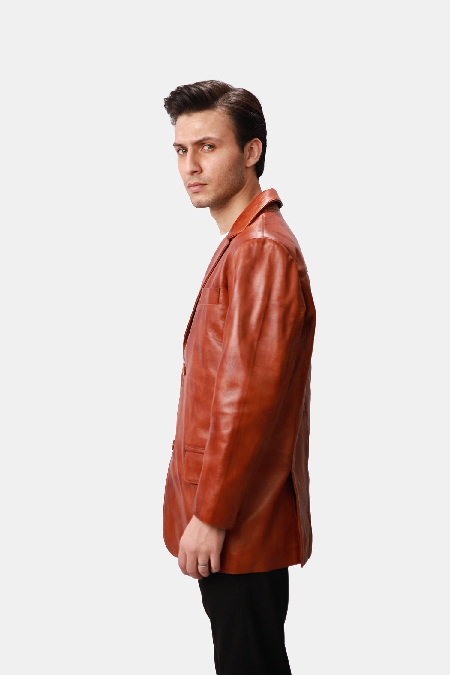 Brown Leather Blazer For Men