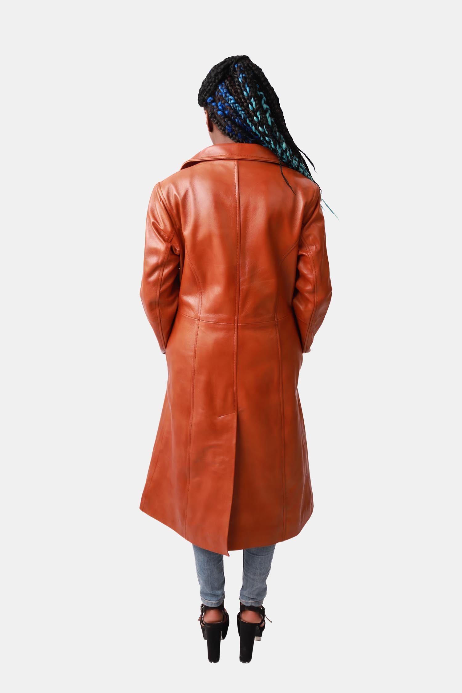 Burnt Orange Leather Overcoat