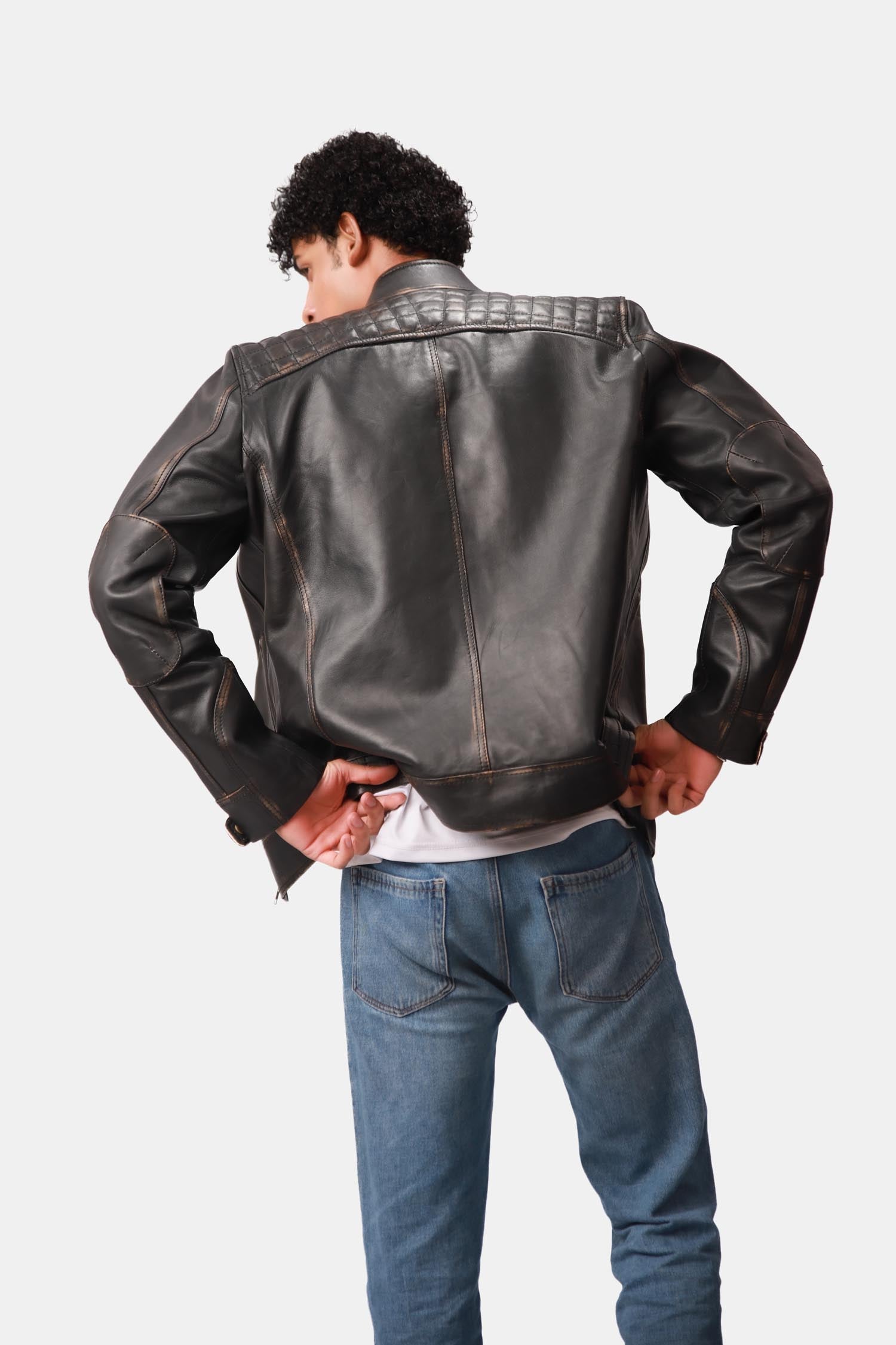 Brown Biker Style Leather Jacket