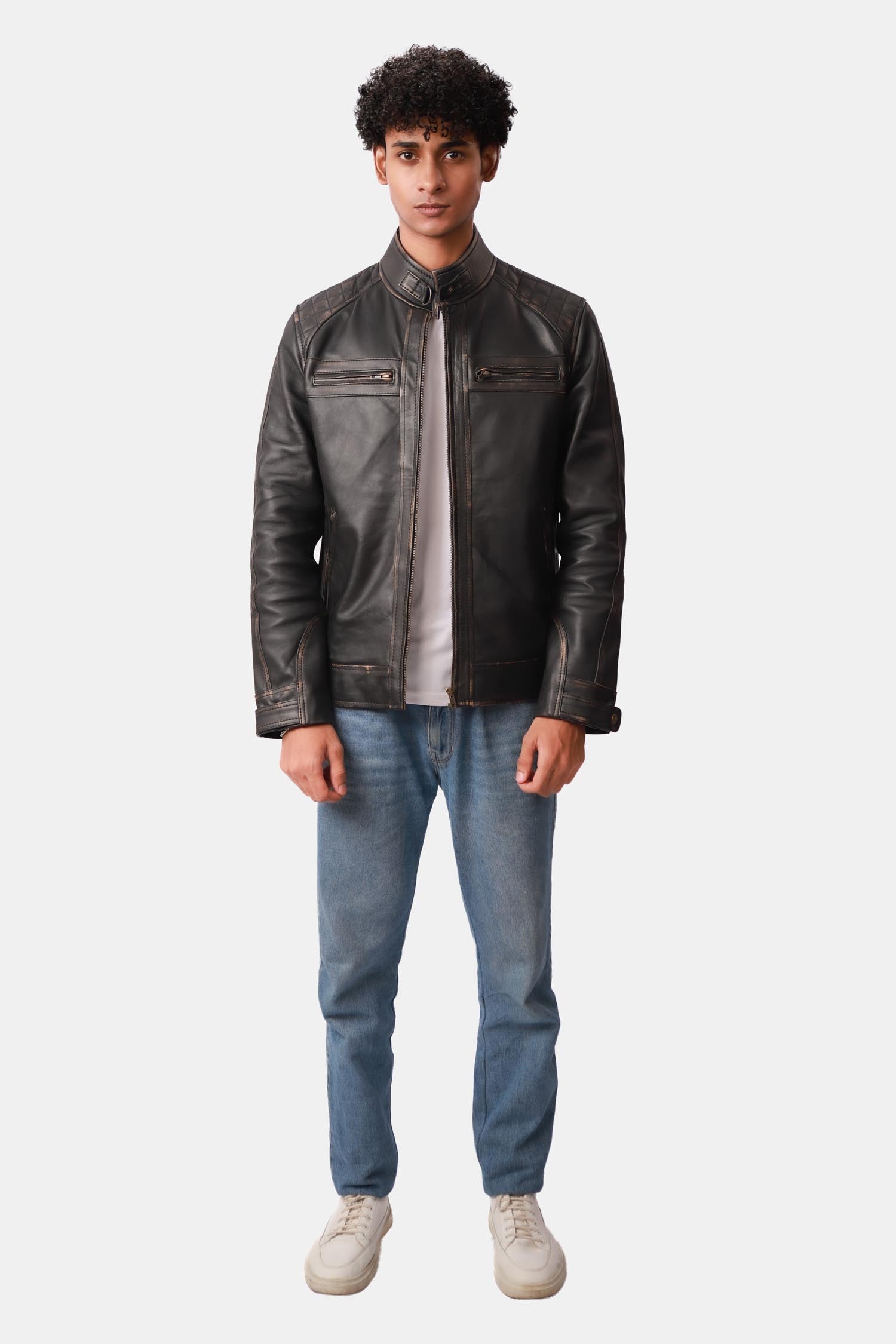 Brown Biker Style Leather Jacket