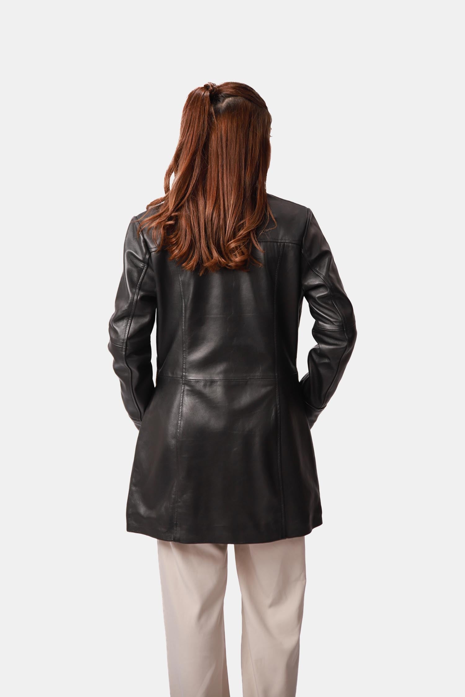 Black Leather Car Coat