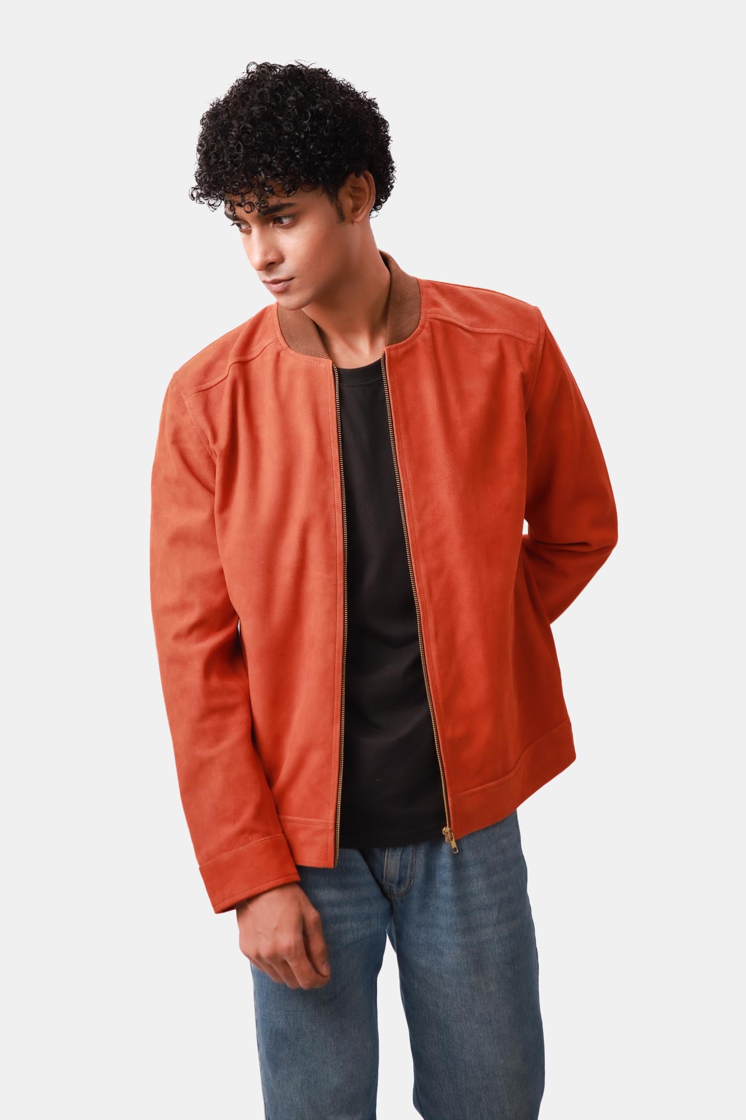 Orange Leather Jacket For Men