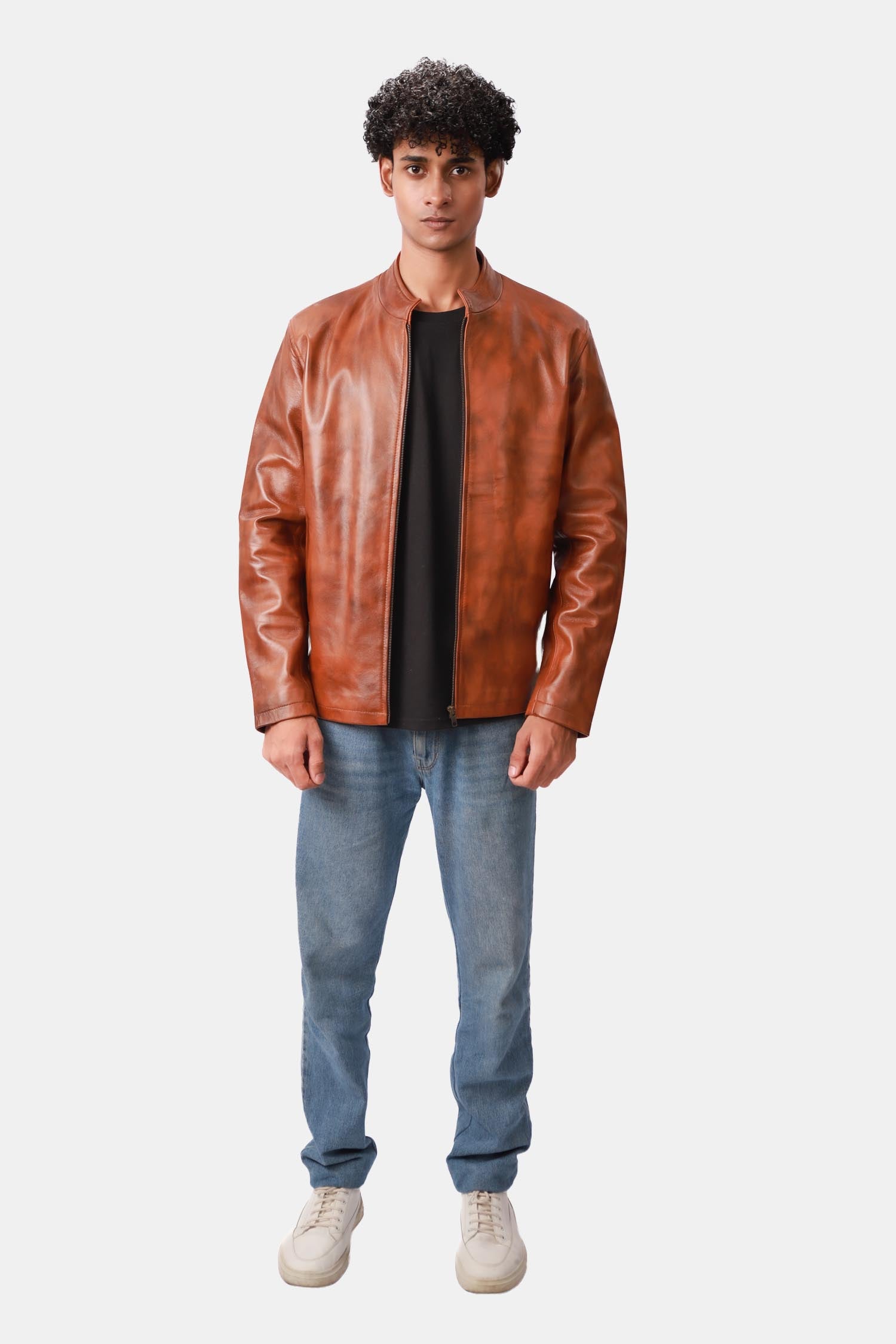 Dope Chestnut Brown Sheepskin Leather Jacket For Men