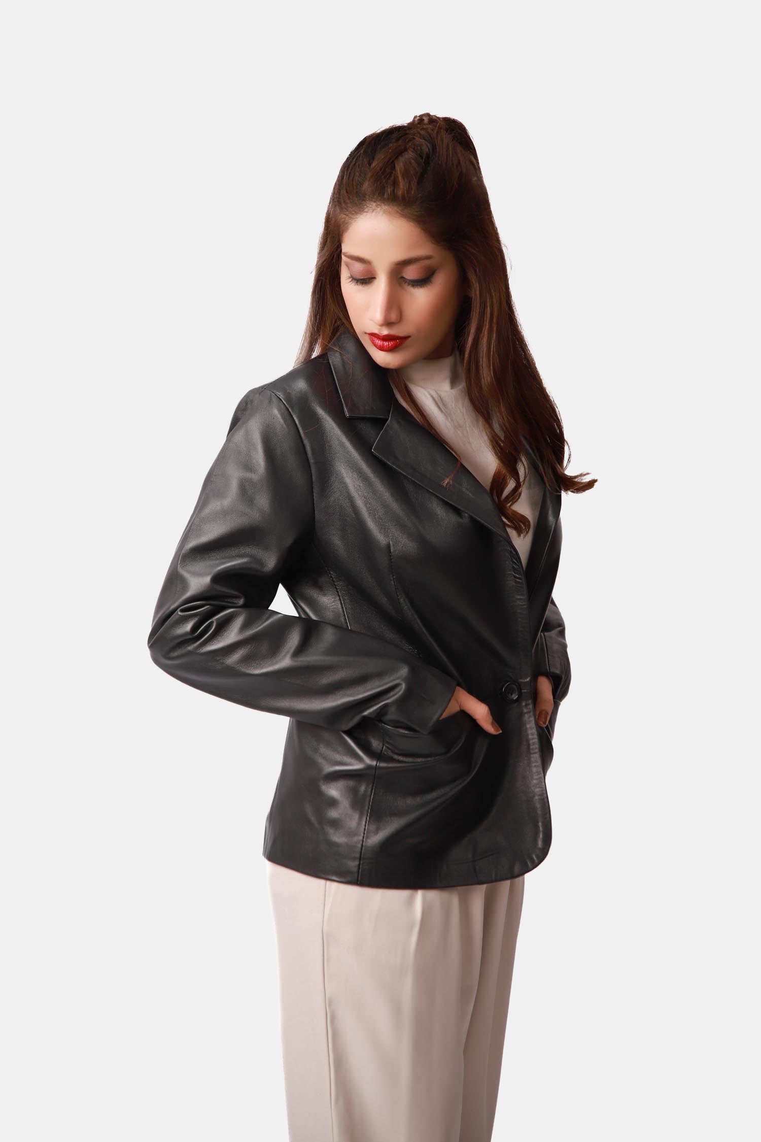 Matte Black Blazer For Women