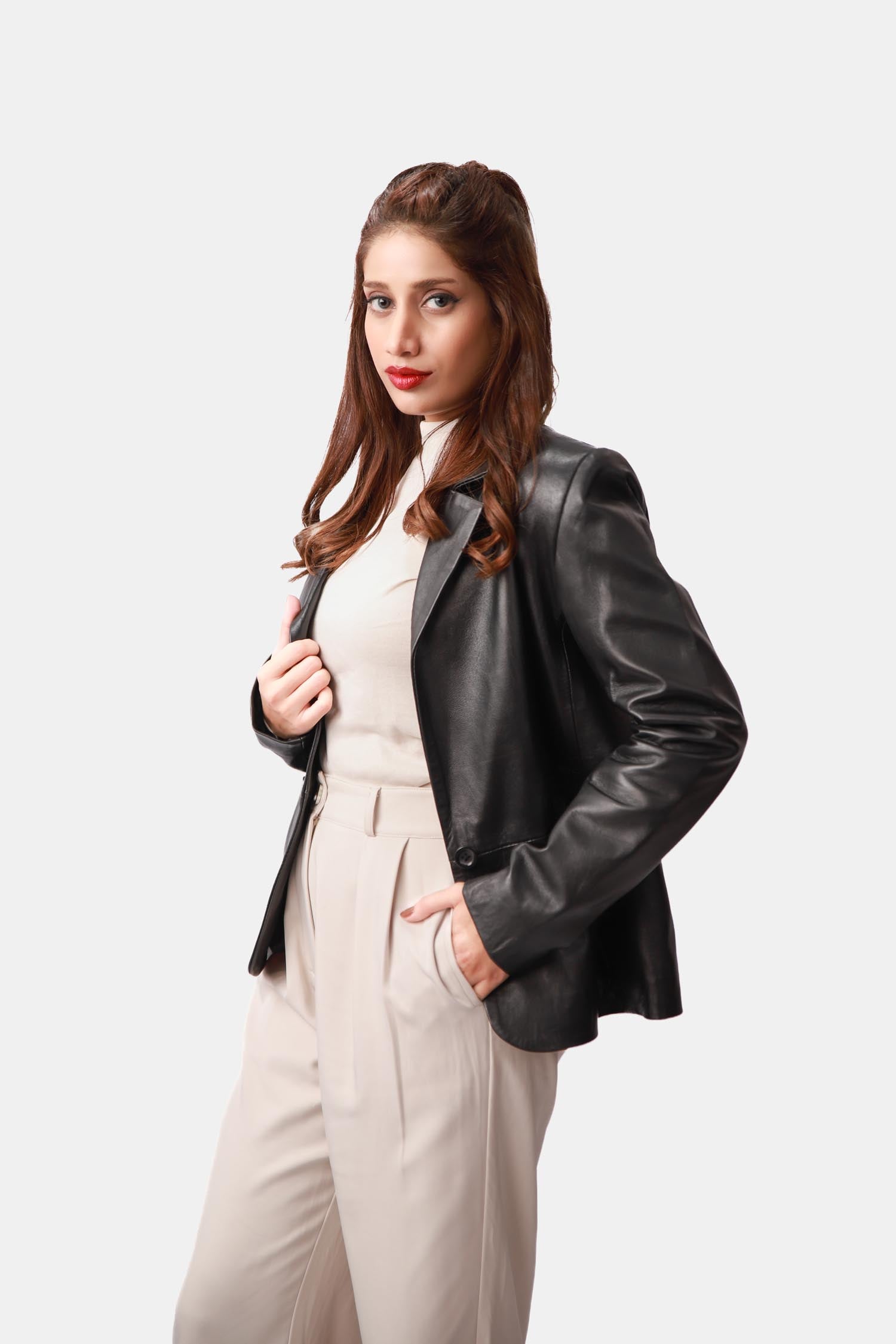 Matte Black Blazer For Women