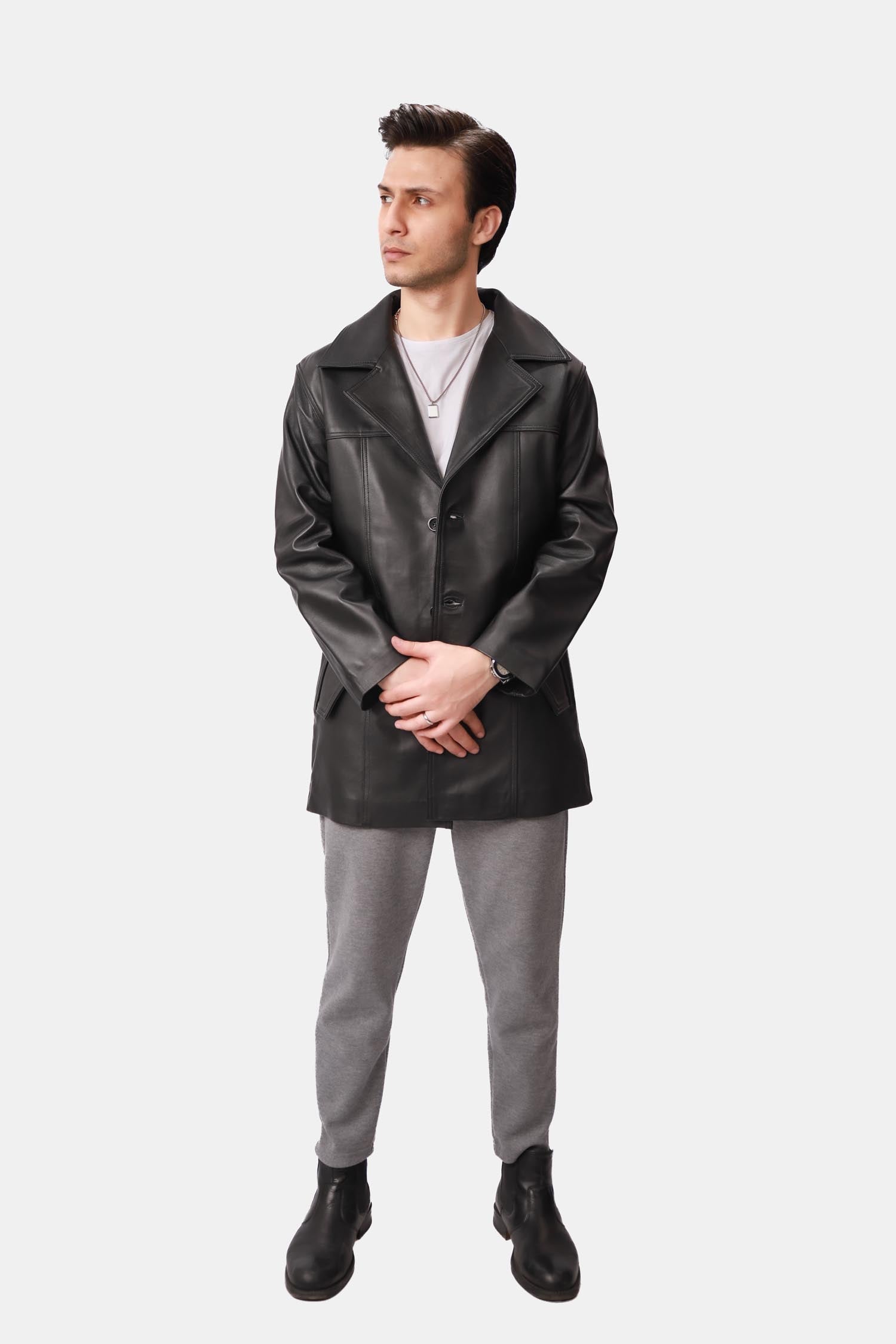 Black Mens Leather Coat