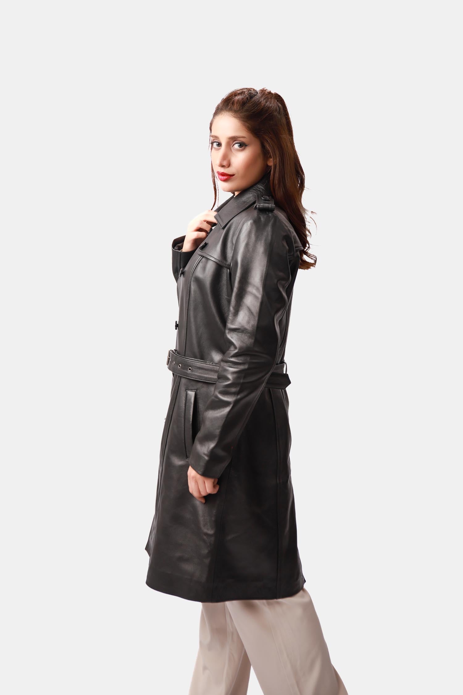 Black Leather Trench Coat
