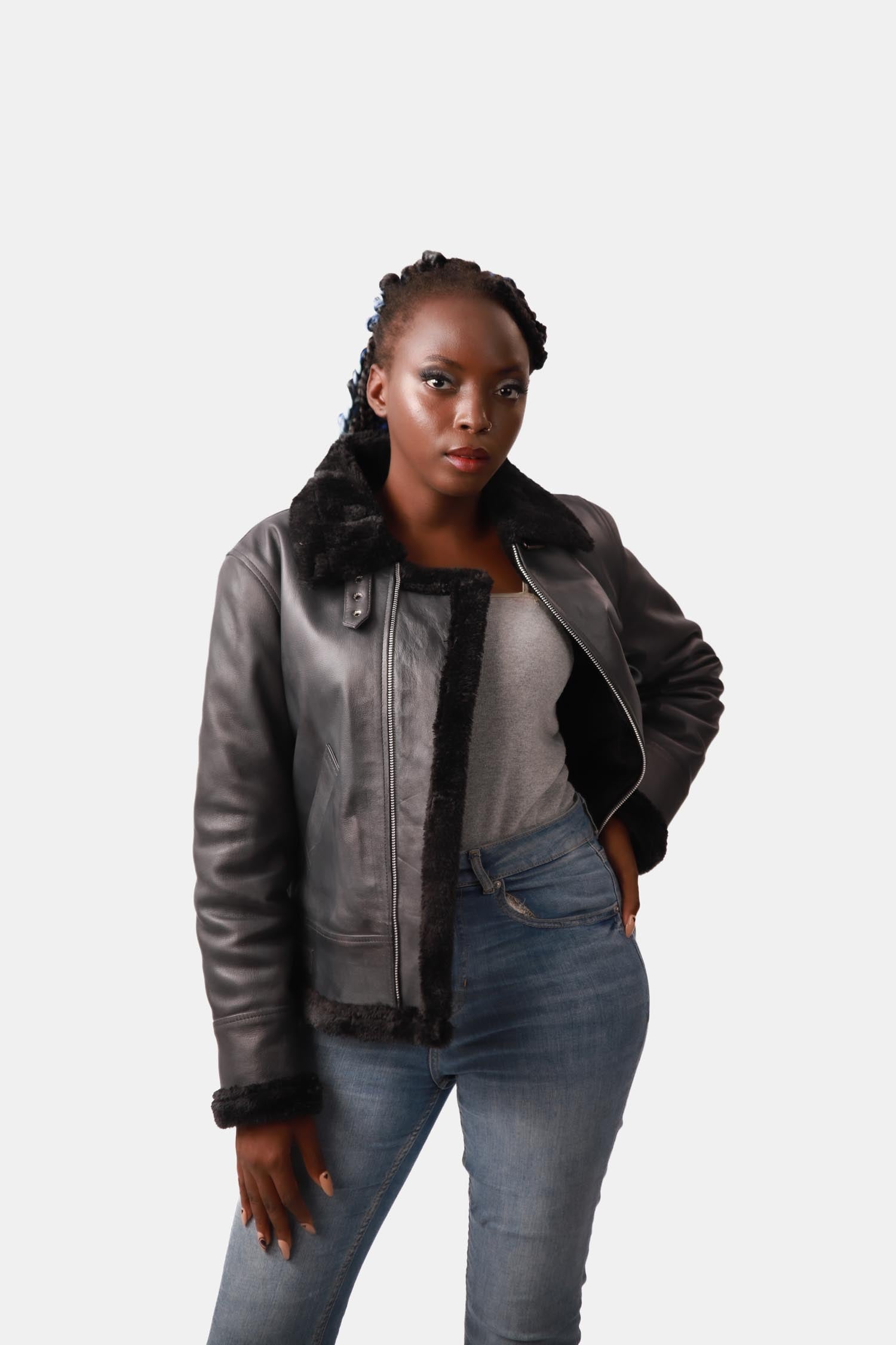 Black B3 Bomber Leather Jacket
