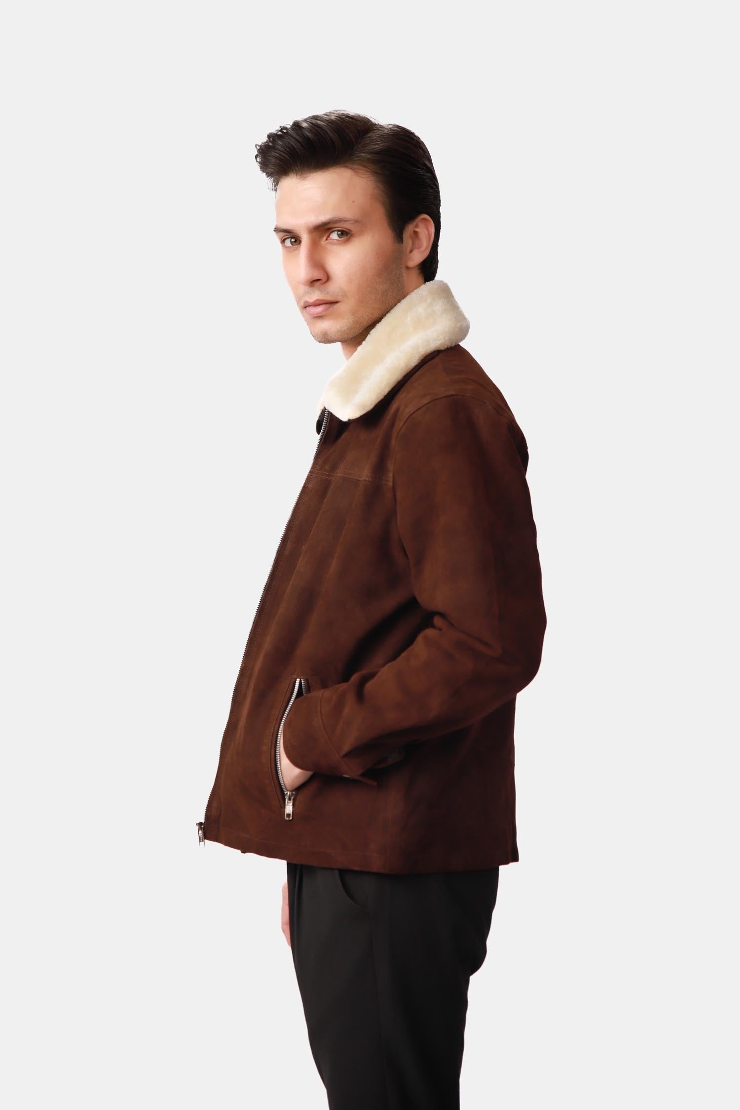 Dark Brown Shearling Leather Jacket