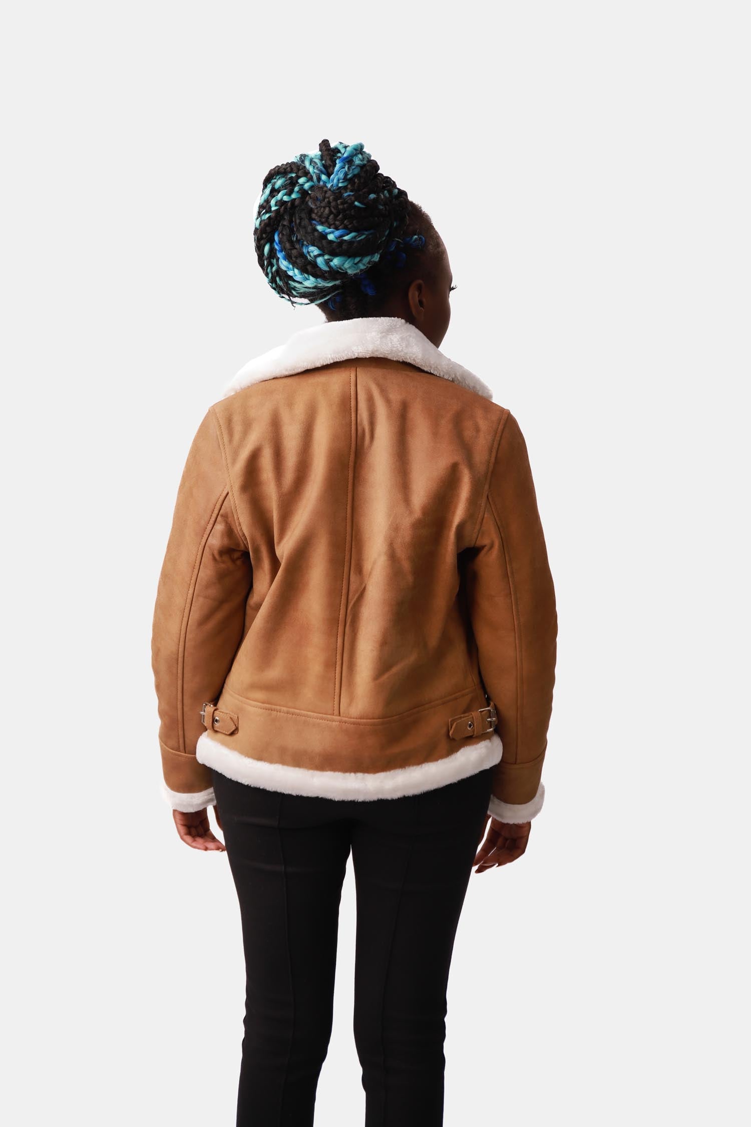 Honeydrop Brown Shearling B3 Bomber Suede Leather Jacket For Women