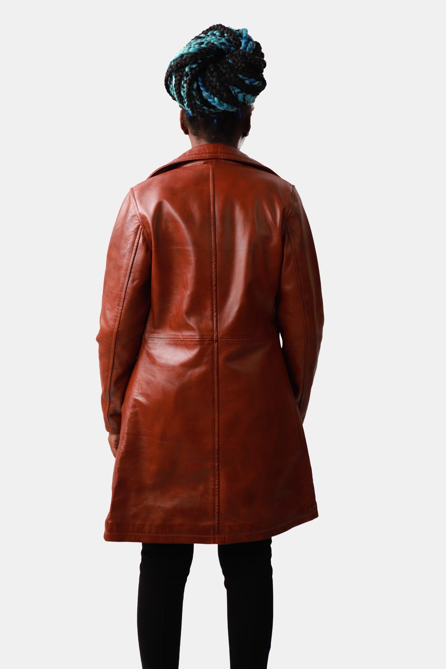 Brown Single-breasted Leather Coat