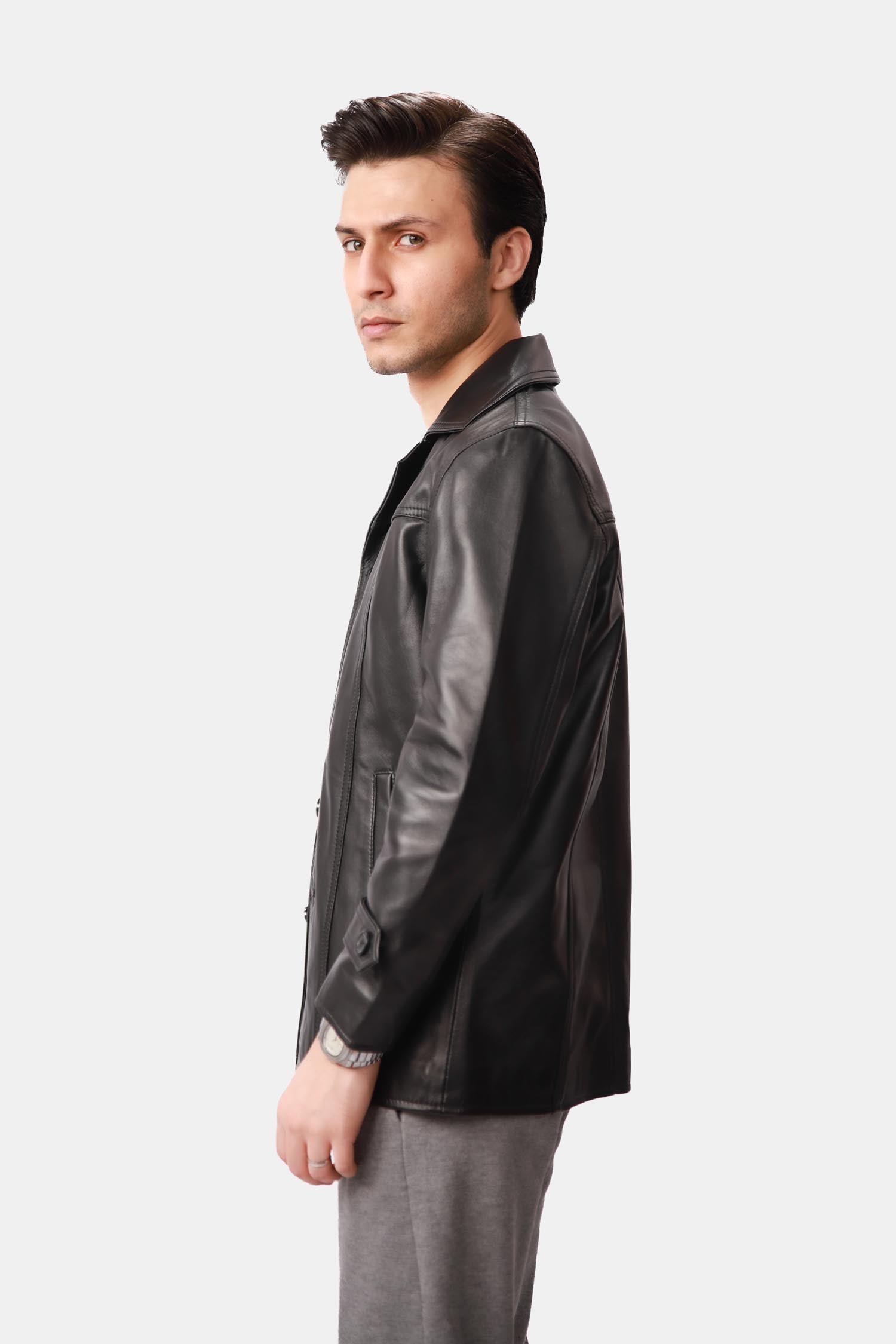 Black Leather Blazer Coat
