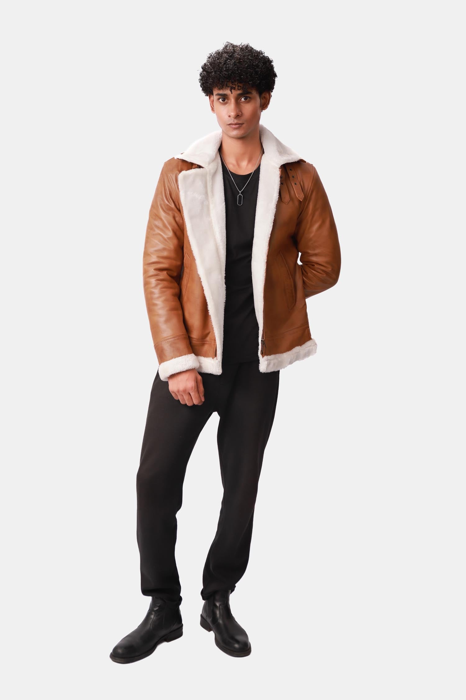 Brown Bomber Shearling Leather Jacket