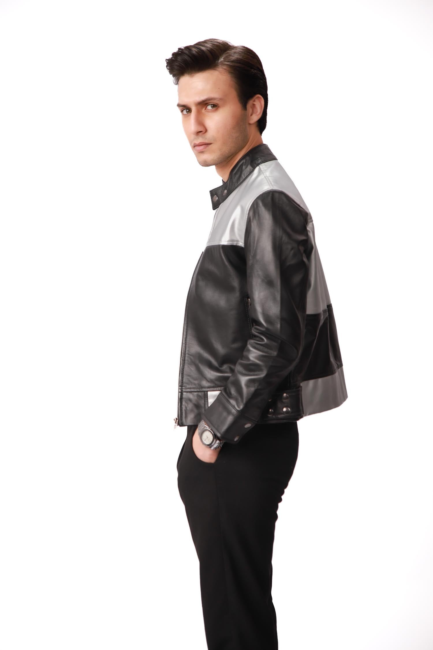 Black and Silver Leather Jacket