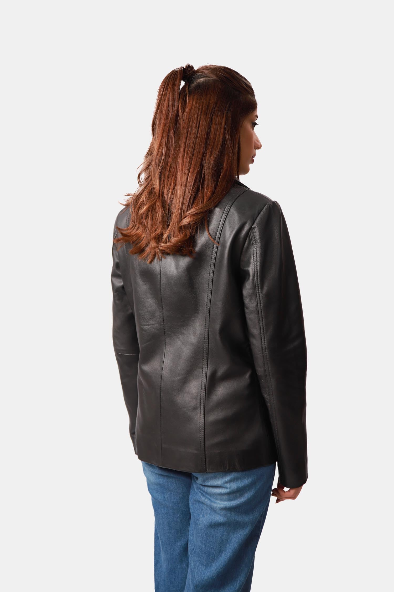 Black Leather Blazer for women