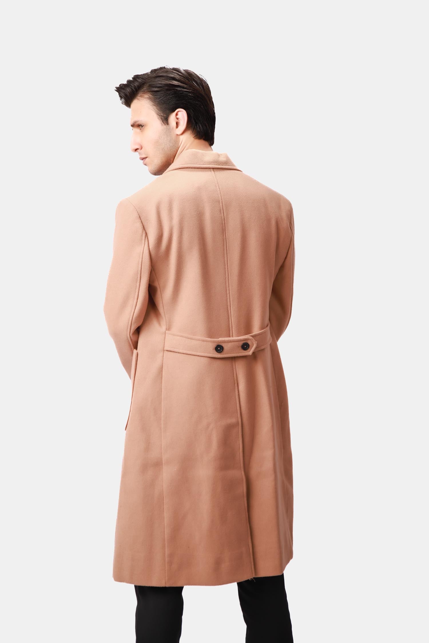 Tan Wool Overcoat For Men