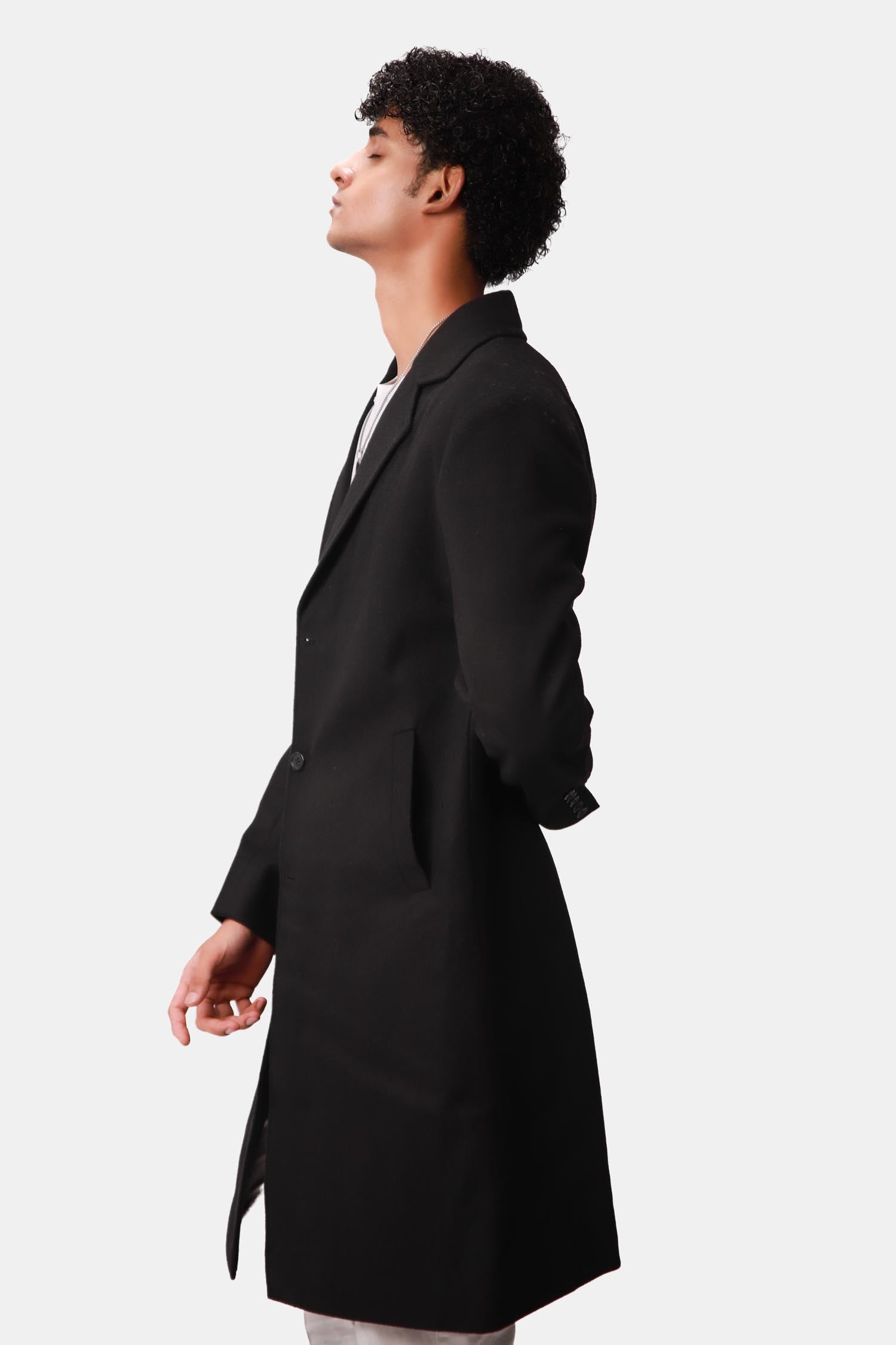 Black Wool Overcoat For Men