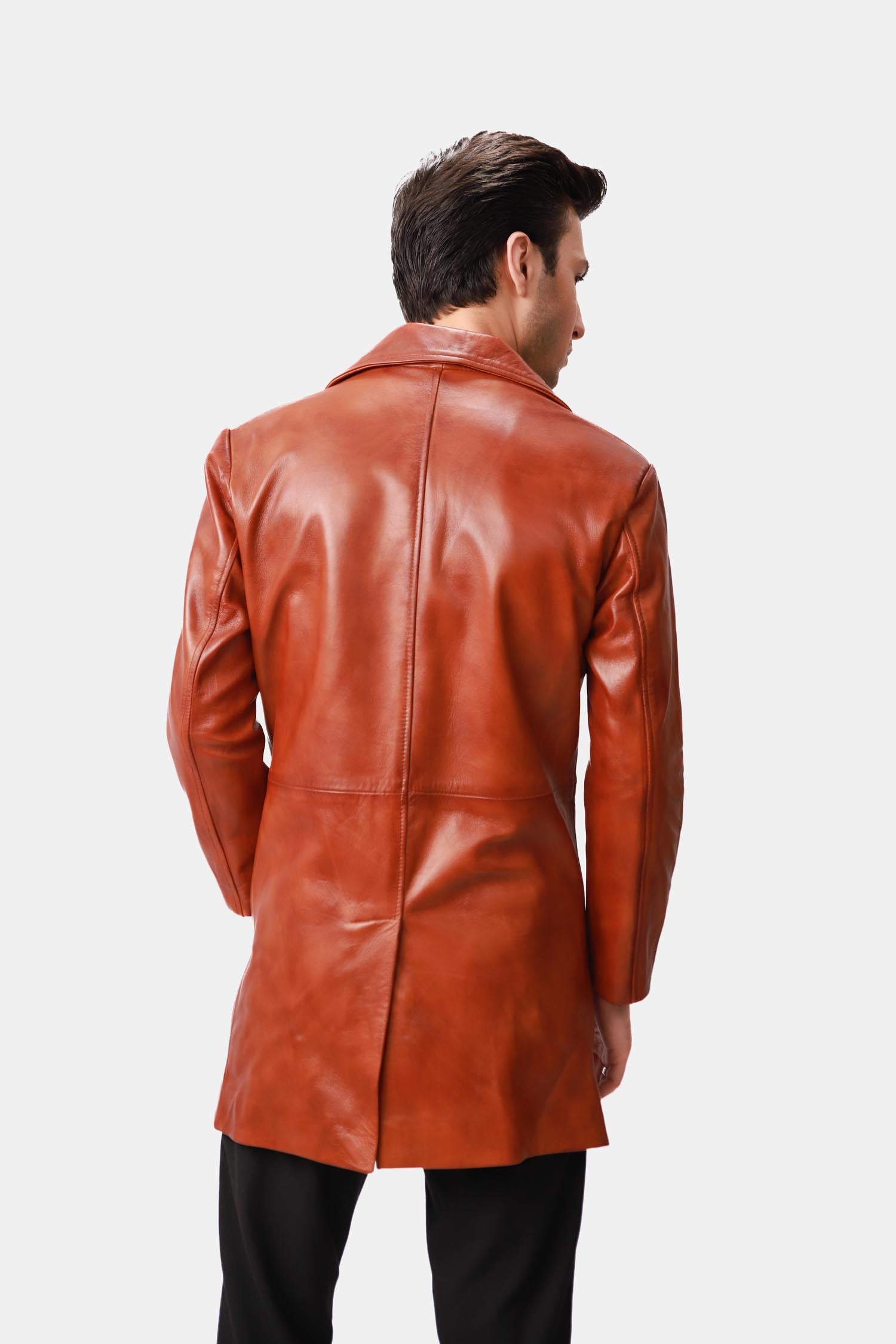 Brown Leather PeaCoat