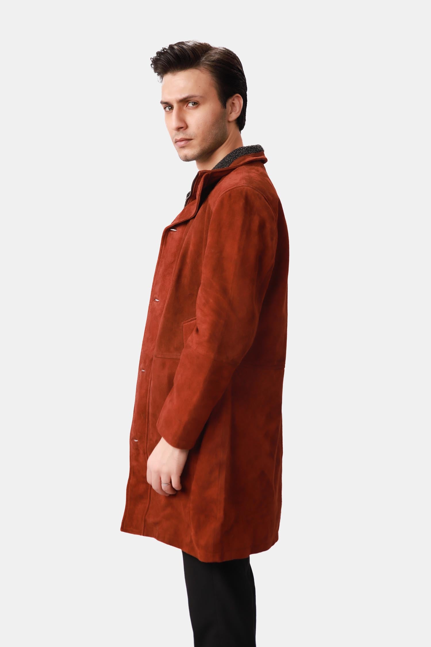 Rust Brown Leather Coat