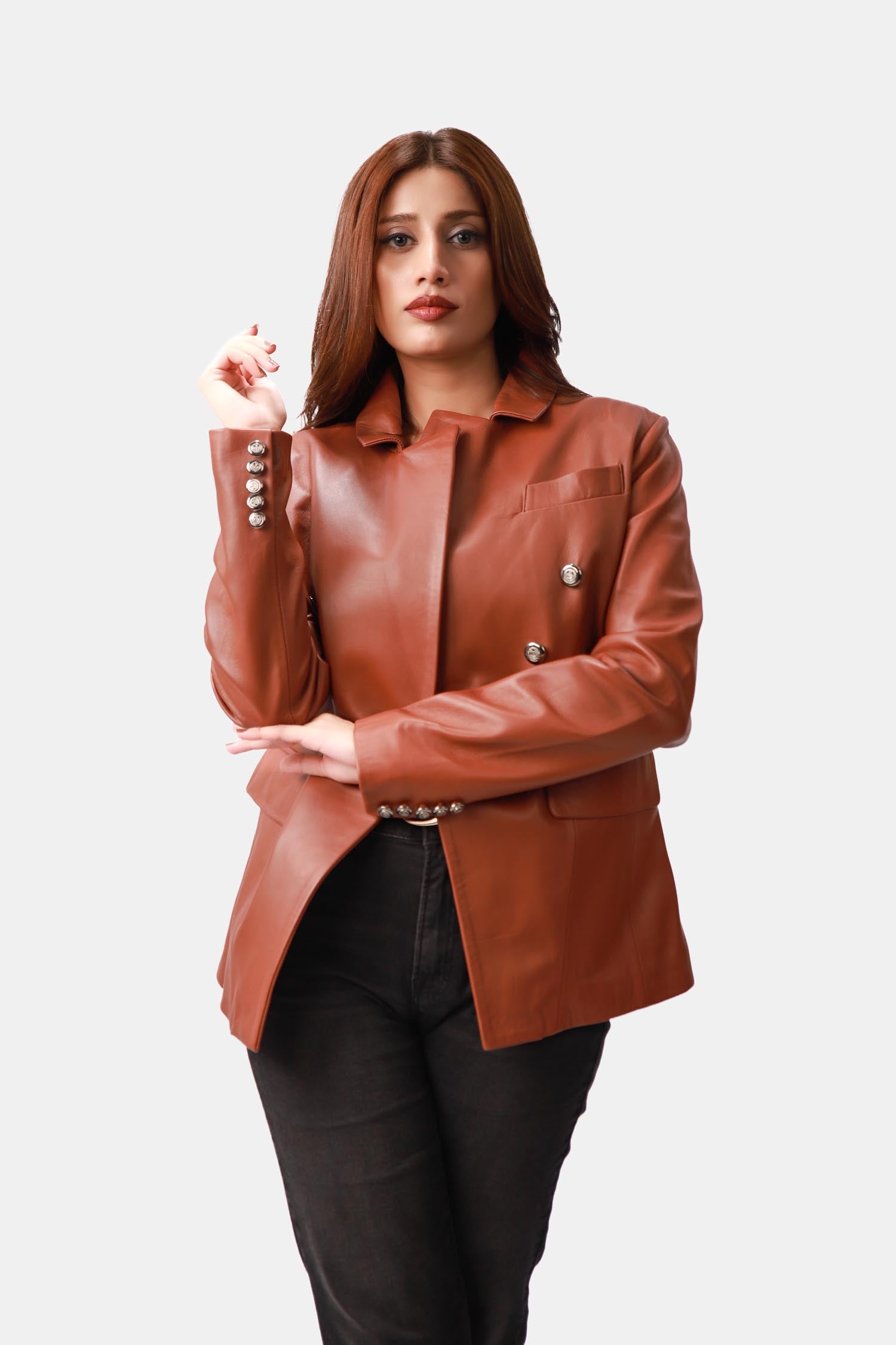 Sienna Brown Leather Blazer