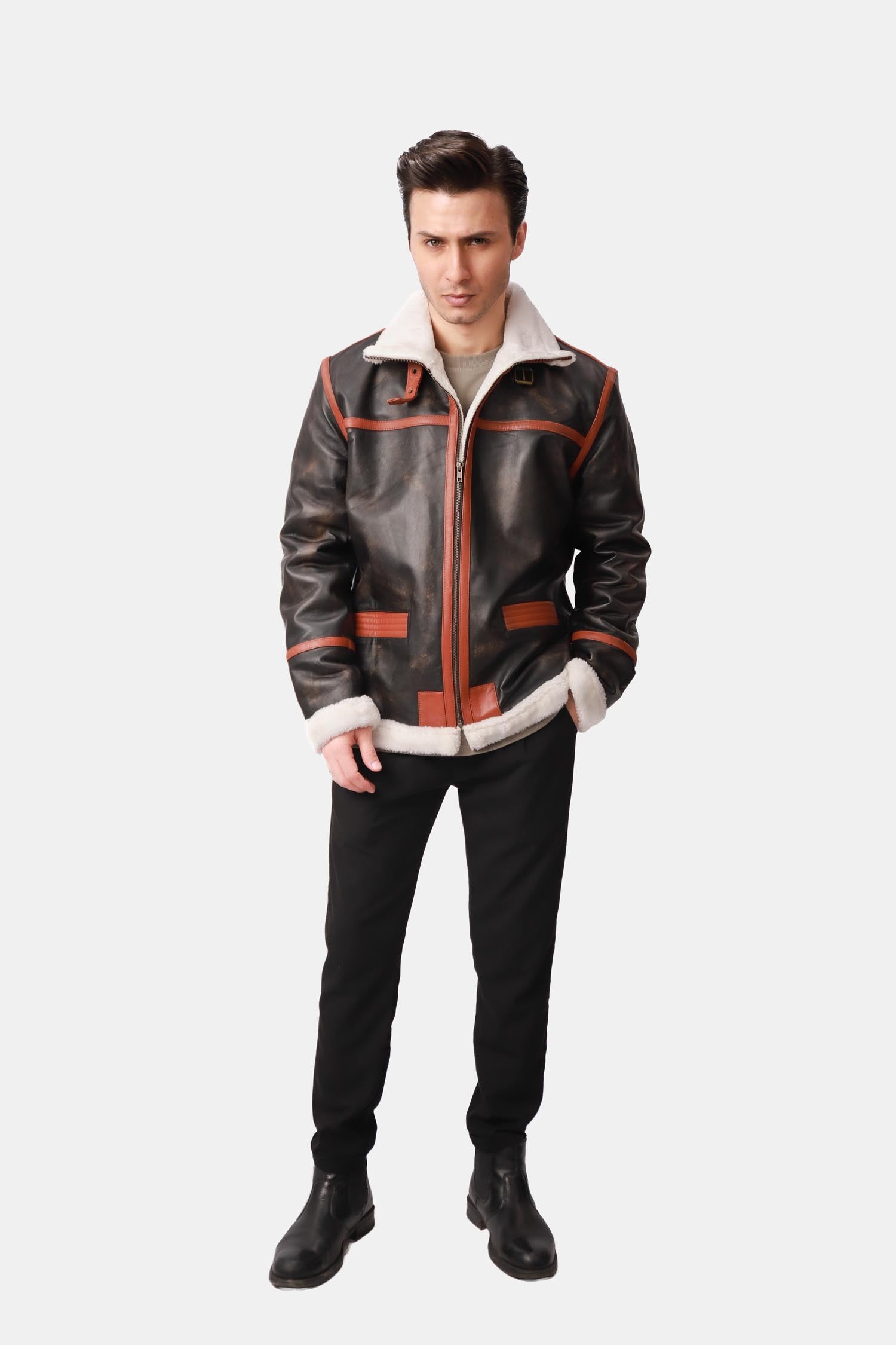 B-3 Style Leather Aviator Jacket