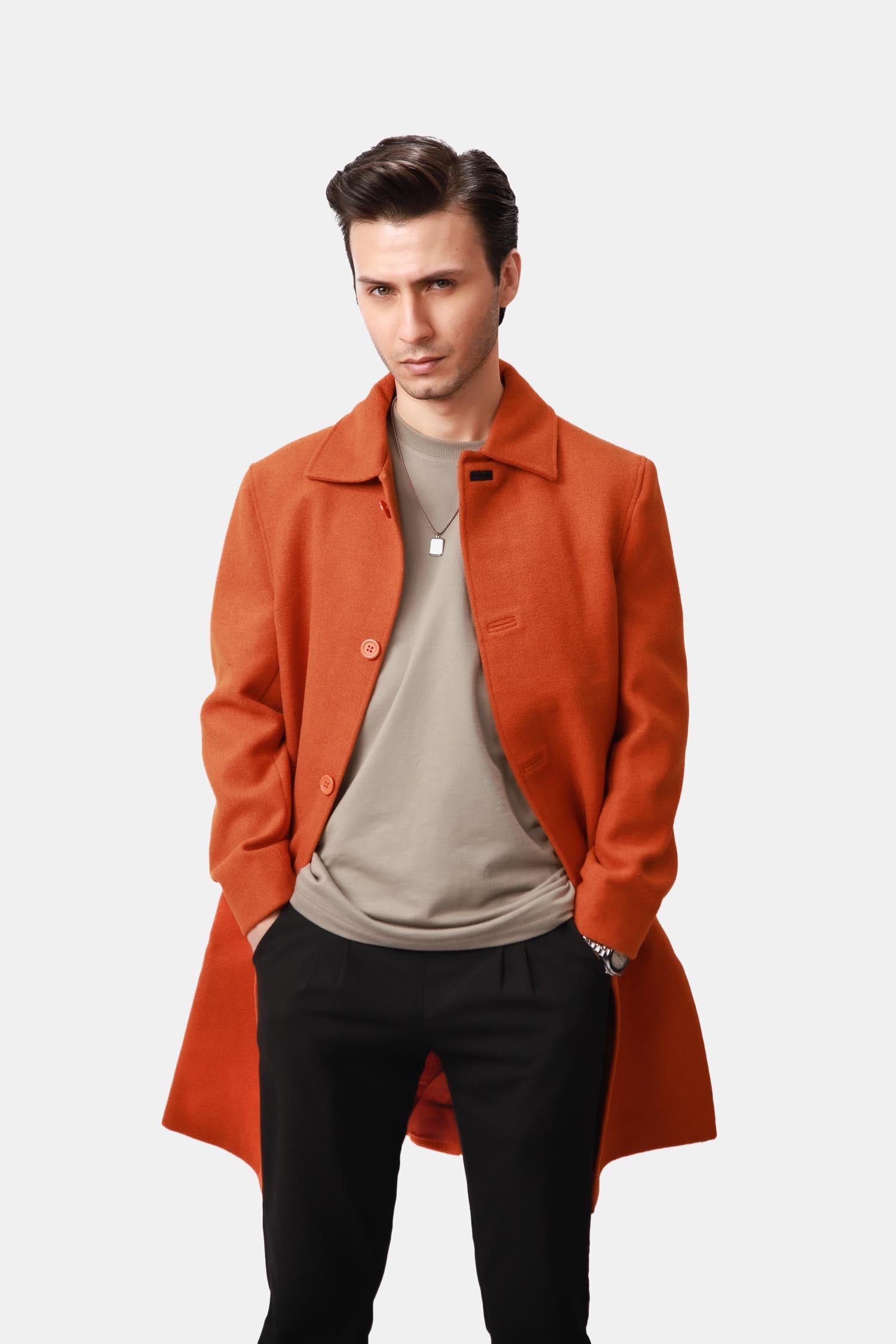 Orange Wool Car Coat