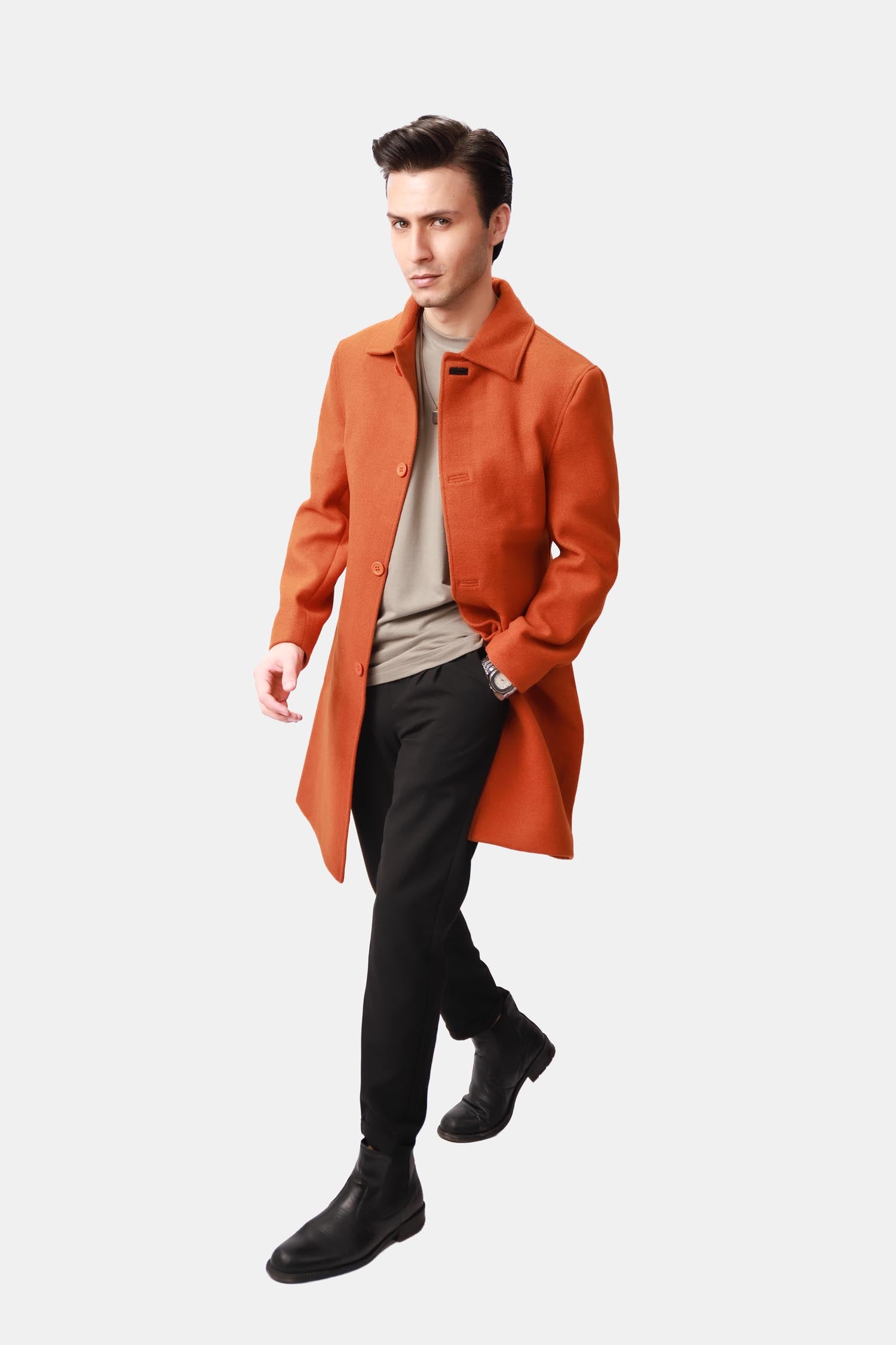 Orange Wool Car Coat