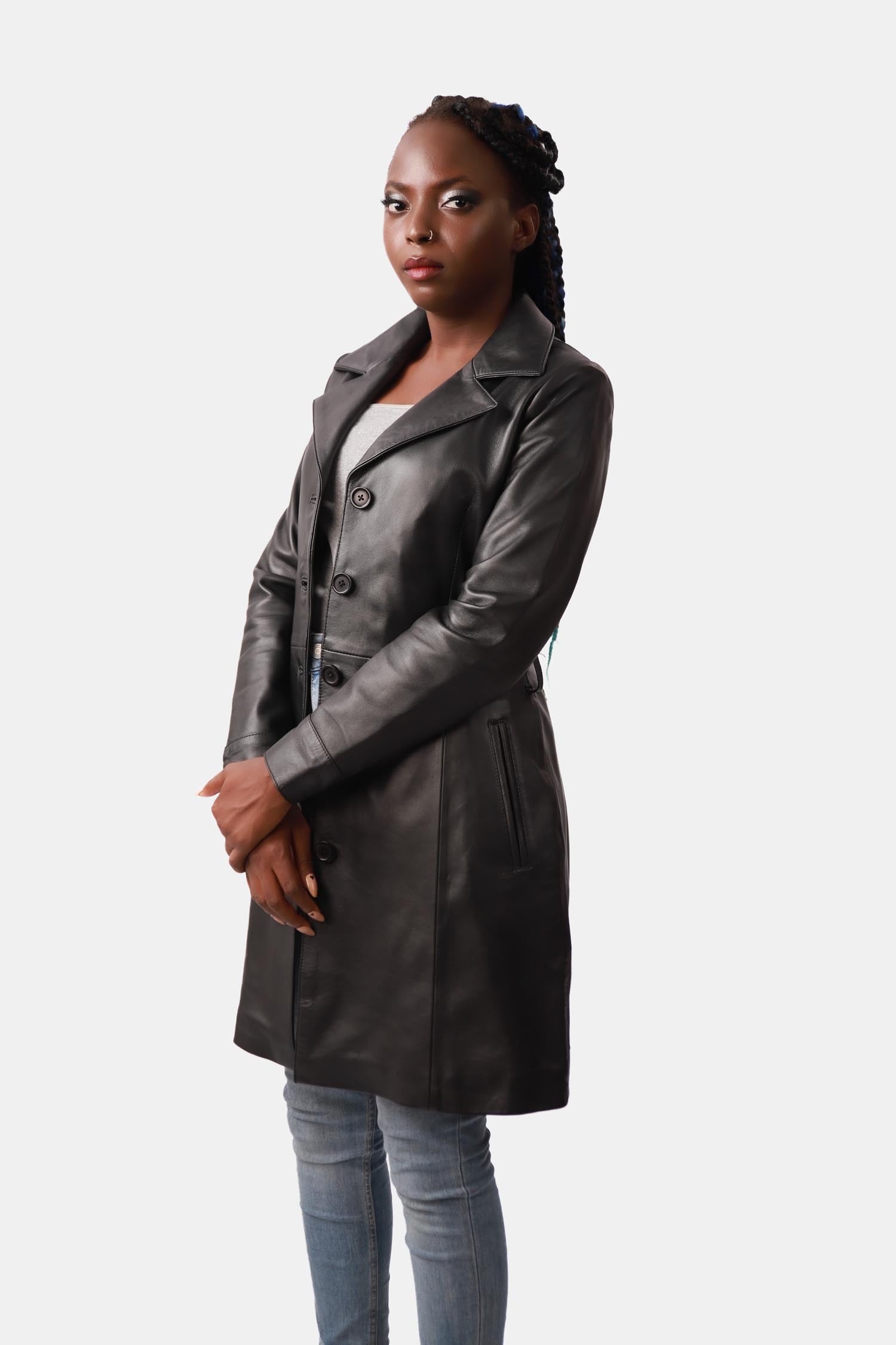 Black Leather Trench Coat