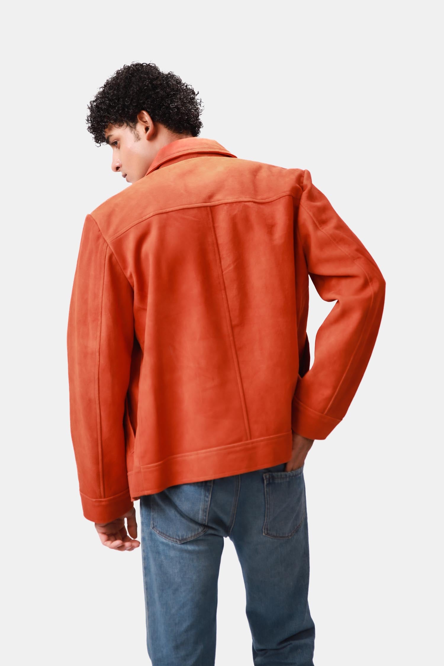 Orange Leather Jacket For Men