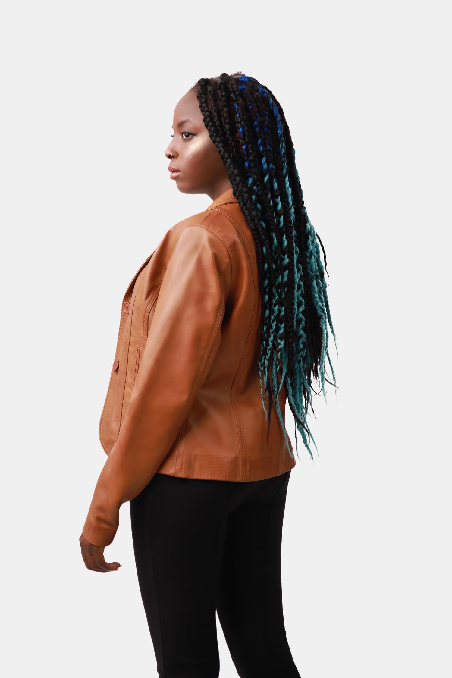 Brown Leather Blazer For Women