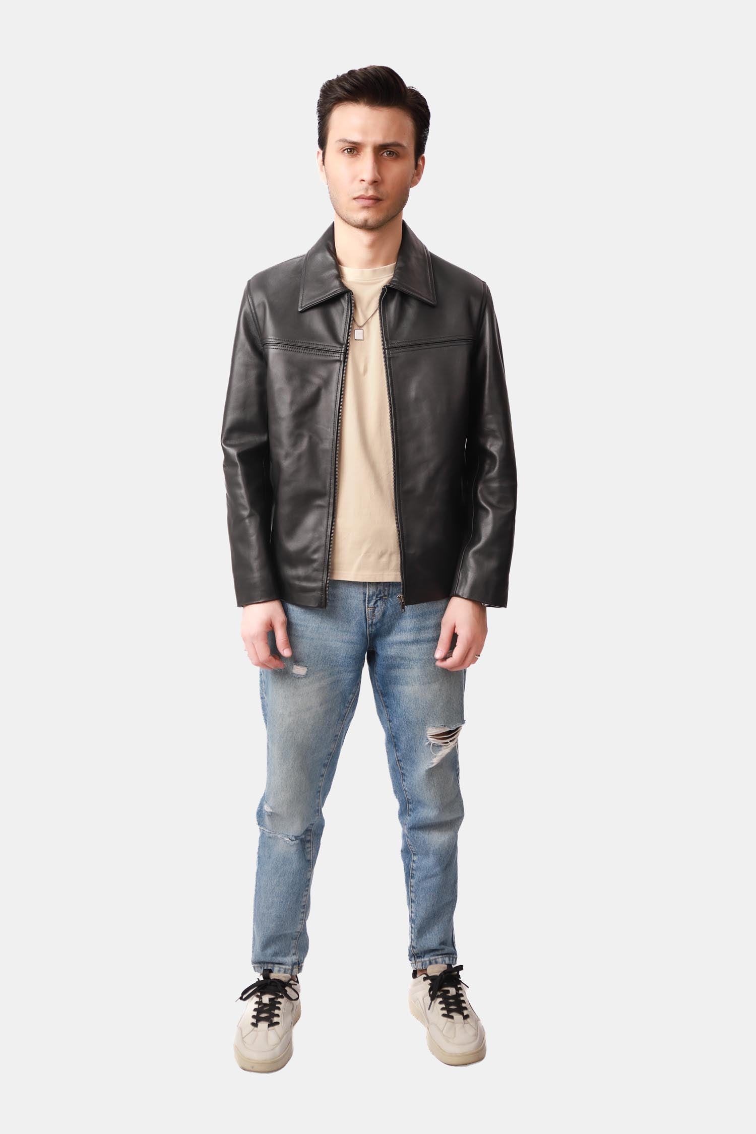 Tycoon Black Leather Biker Jacket