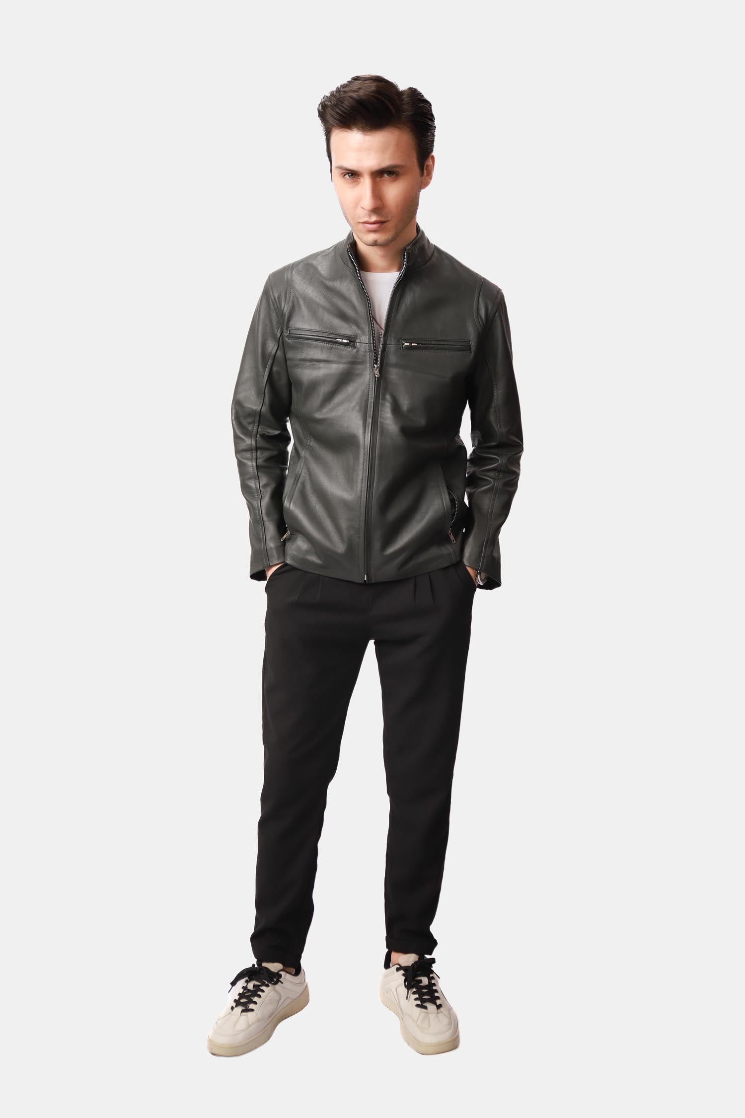 The Wizard Black Leather Cafe Racer Jacket For Men