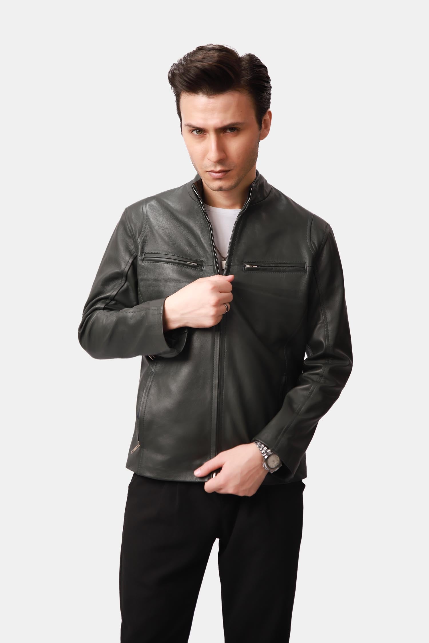 The Wizard Black Leather Cafe Racer Jacket For Men