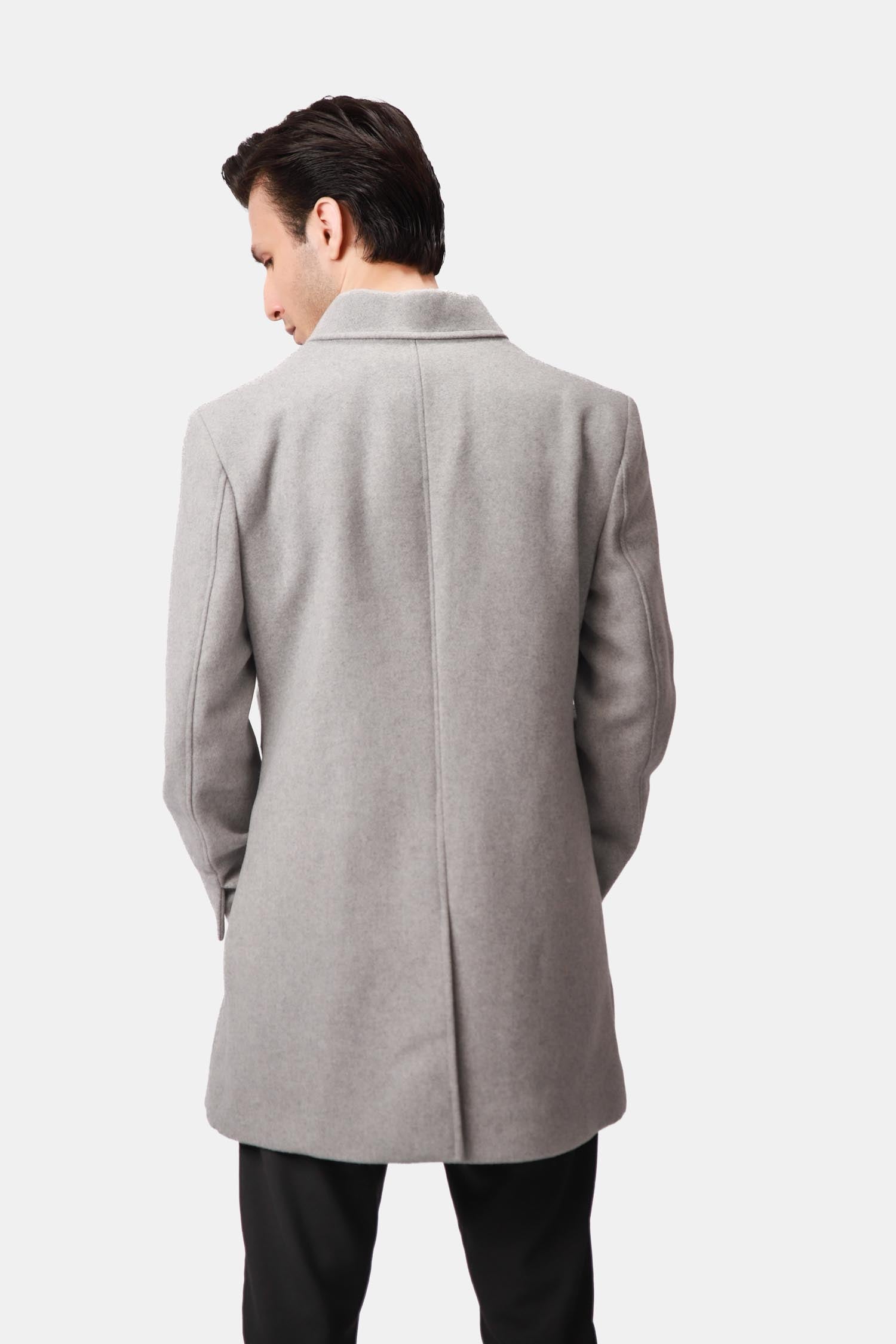 Gray Wool Car Coat For Men