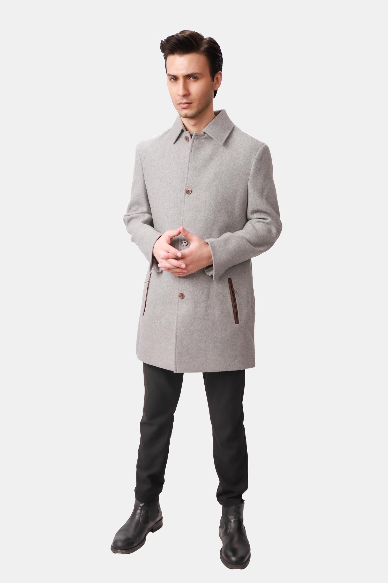 The Ace Gray Wool Car Coat For Men