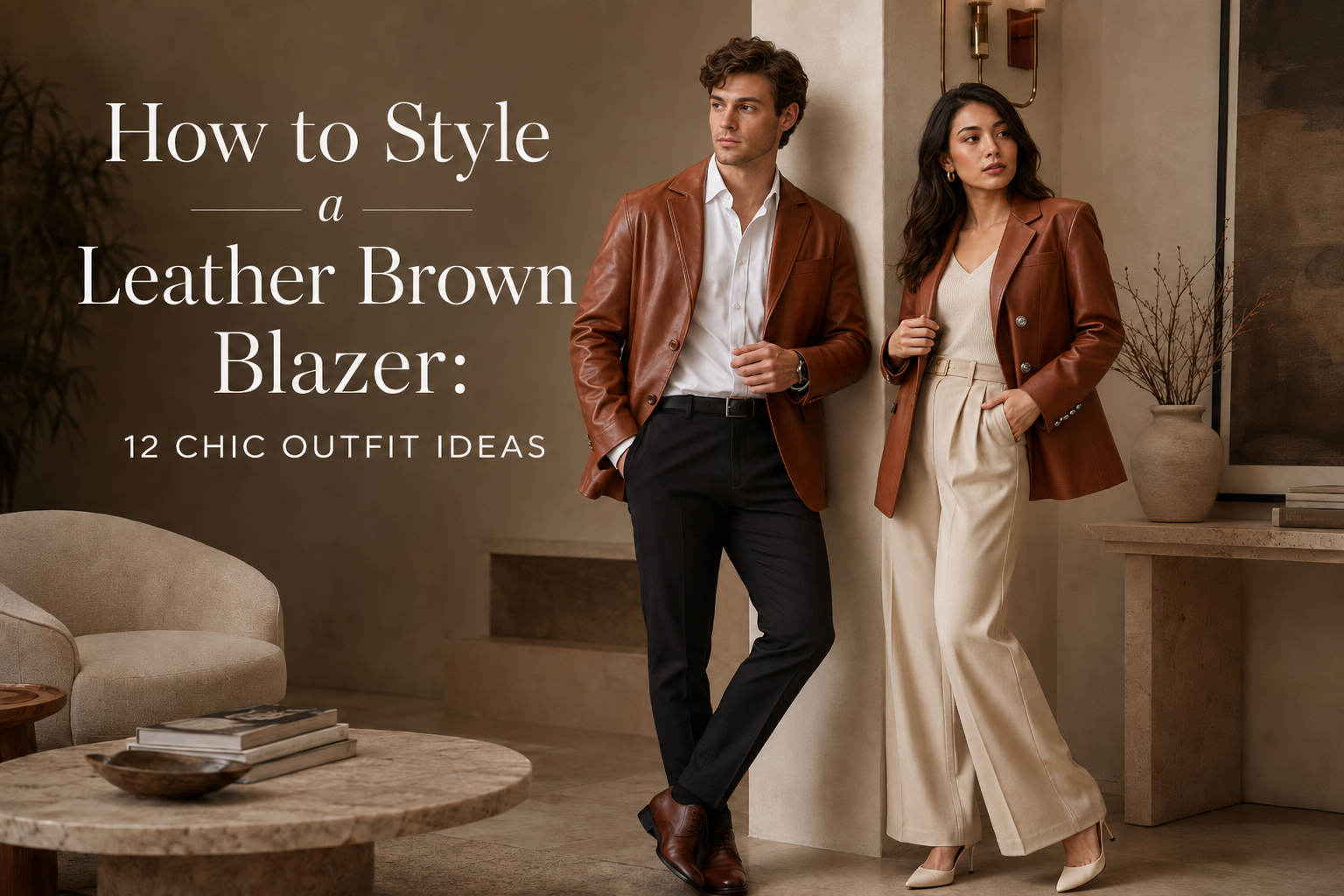 How to Style a Leather Brown Blazer: 12 Chic Outfit Ideas