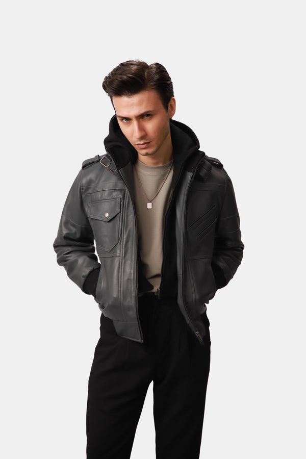 Black Bomber Leather Jacket